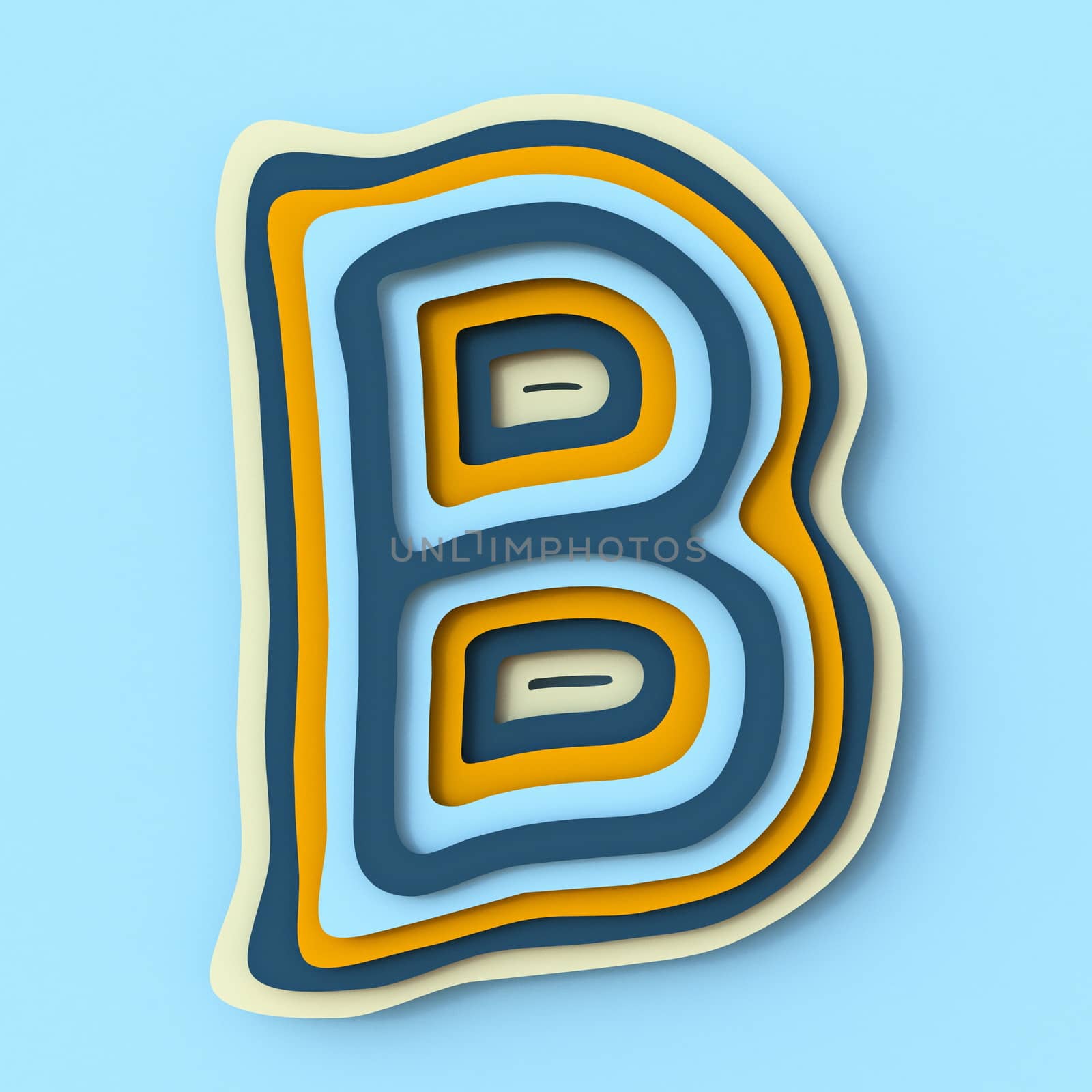 Colorful paper layers font Letter B 3D by djmilic