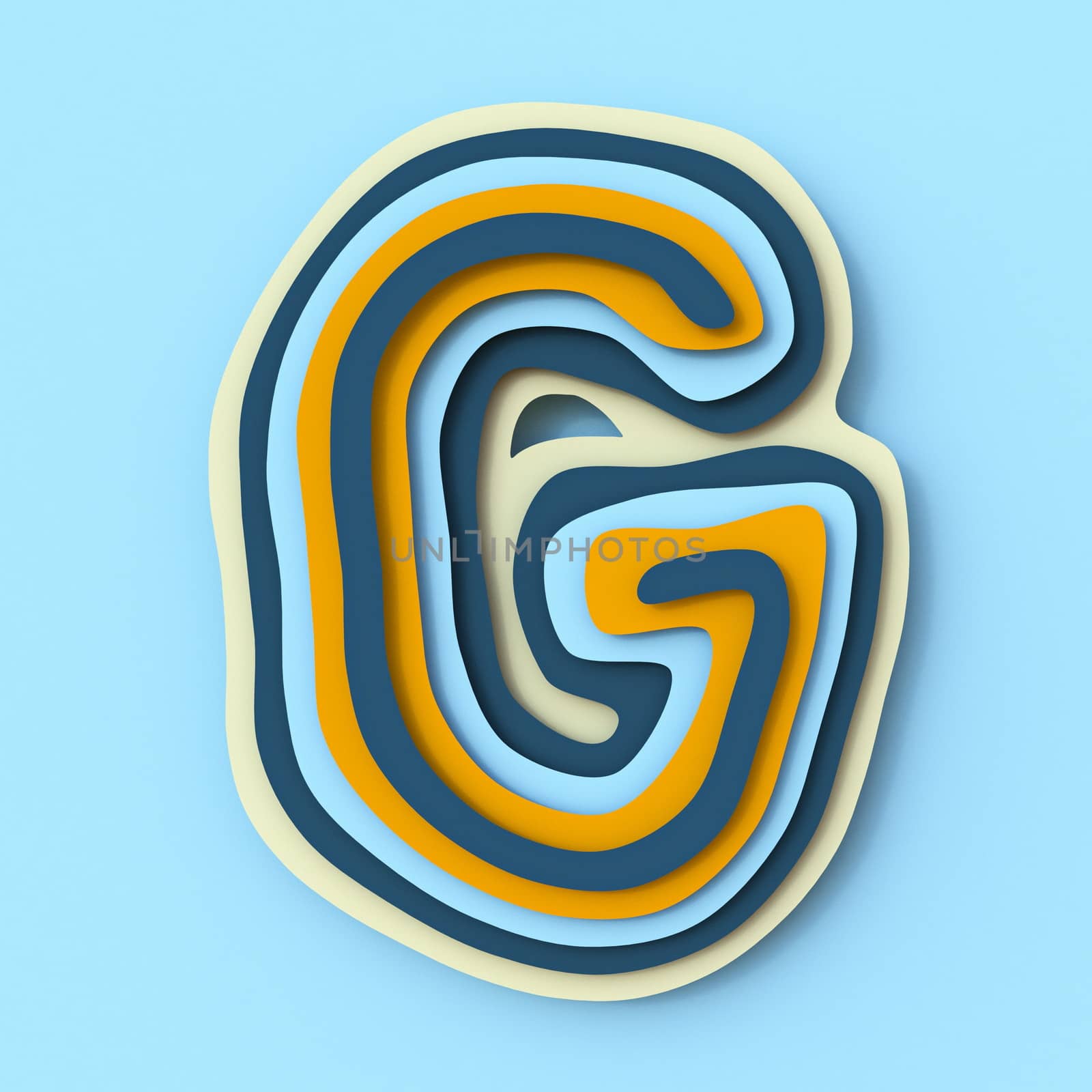 Colorful paper layers font Letter G 3D by djmilic