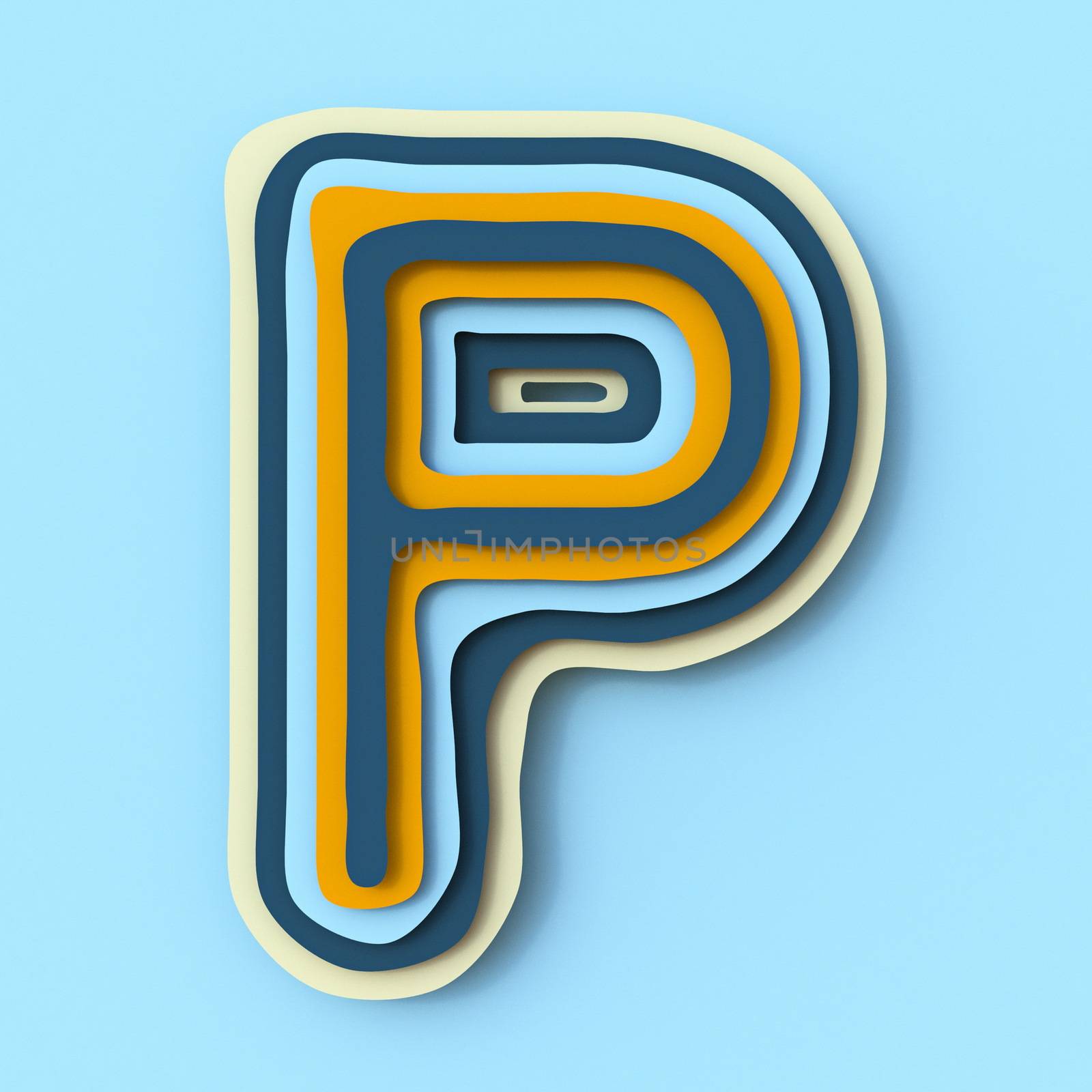Colorful paper layers font Letter P 3D by djmilic
