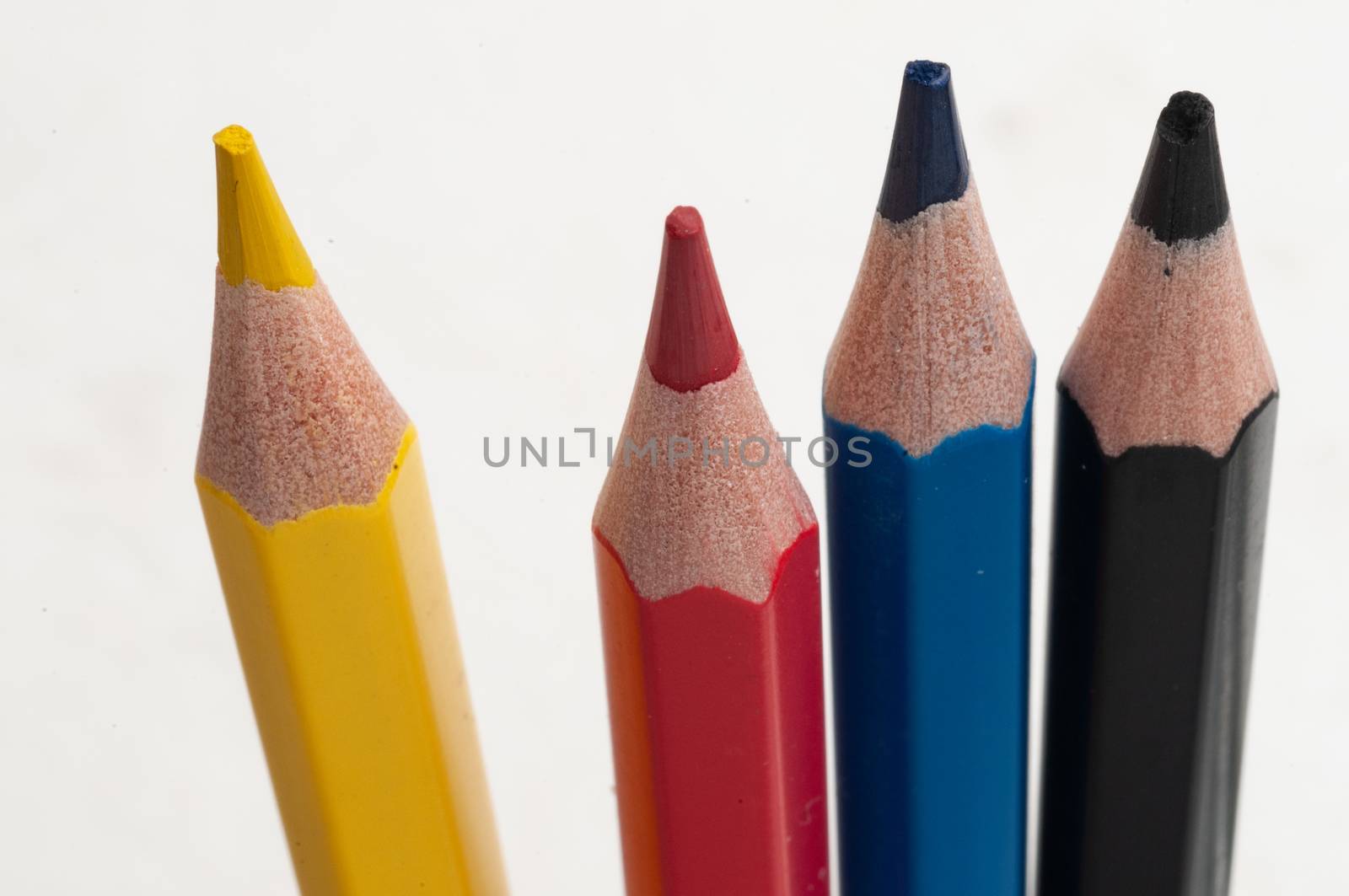 A colorful wooden pencils in white background