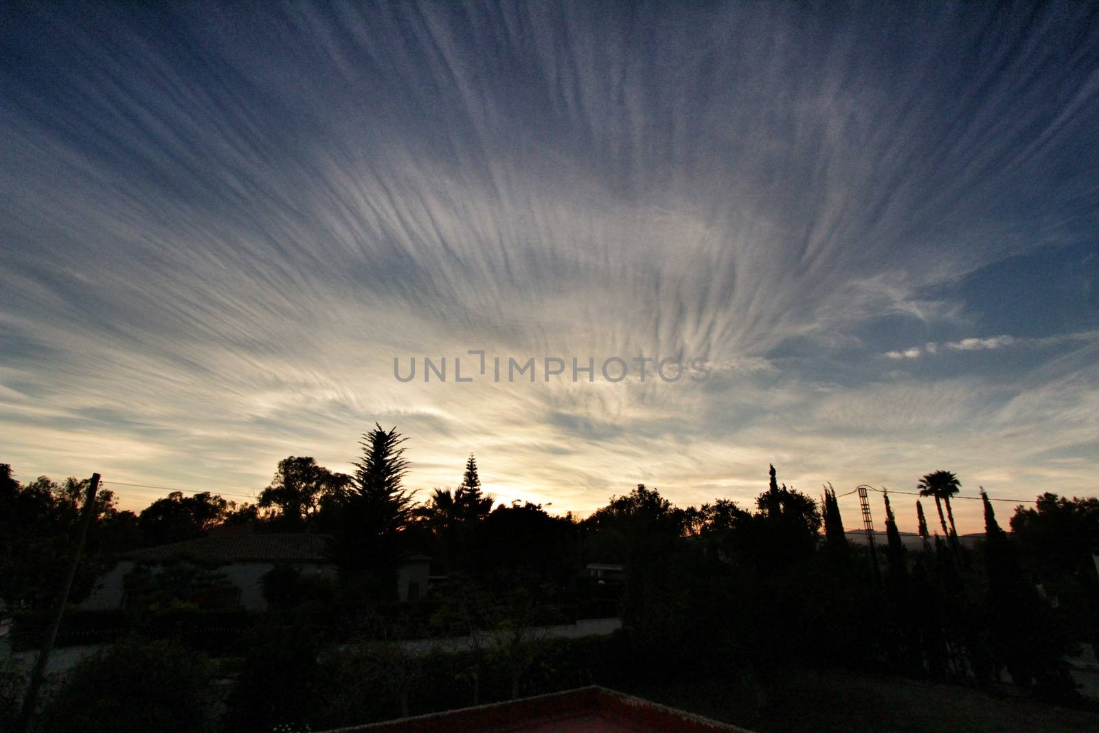 Clouds and lovely sky at Sunset in Alicante in spring