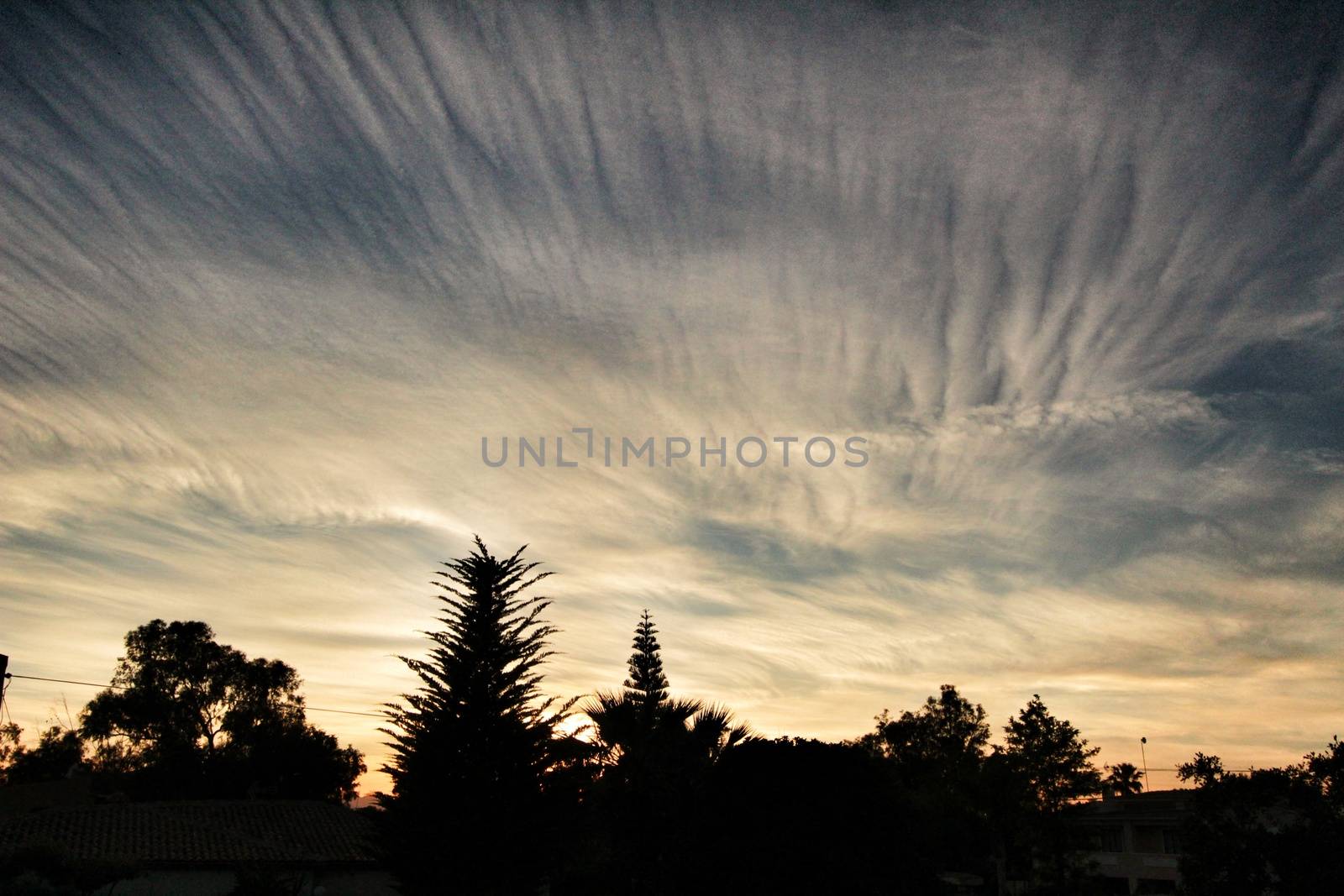 Clouds and lovely sky at Sunset in Alicante in spring