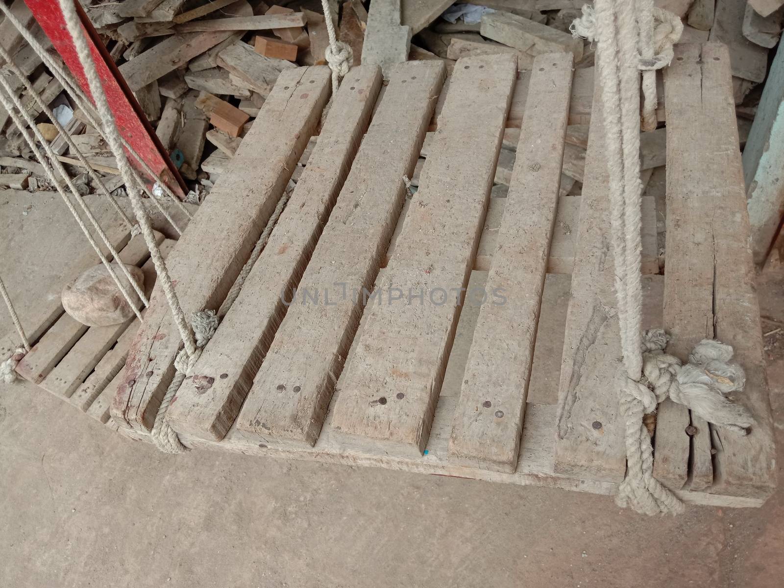 wooden scale for weighting timber on shop