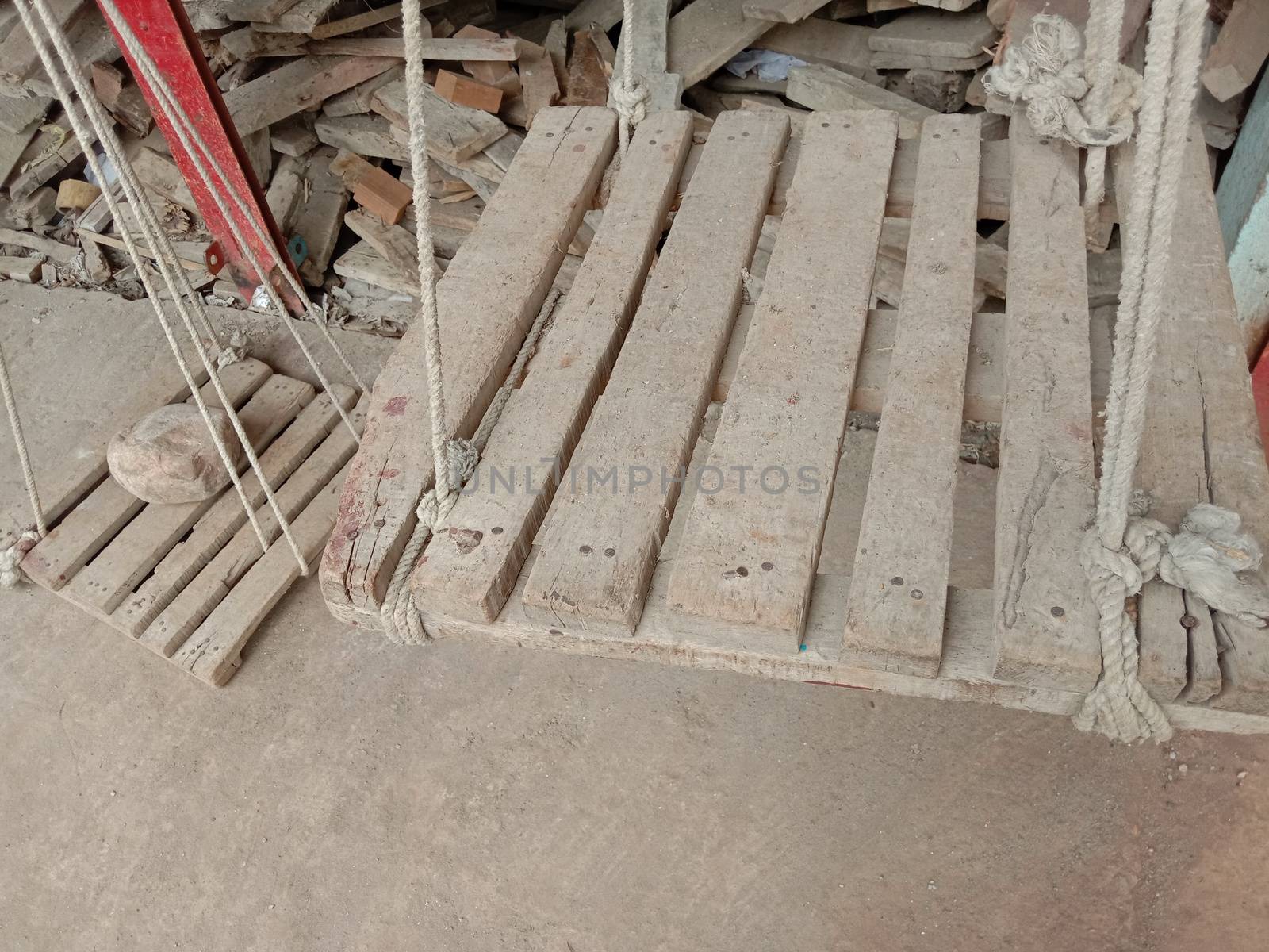 wooden scale for weighting timber on shop