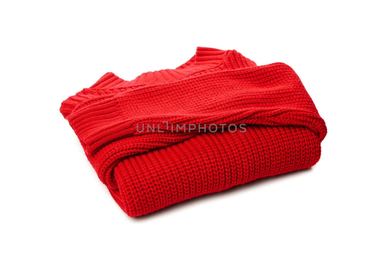 Red knitted sweater isolated on white background by AtlasCompany