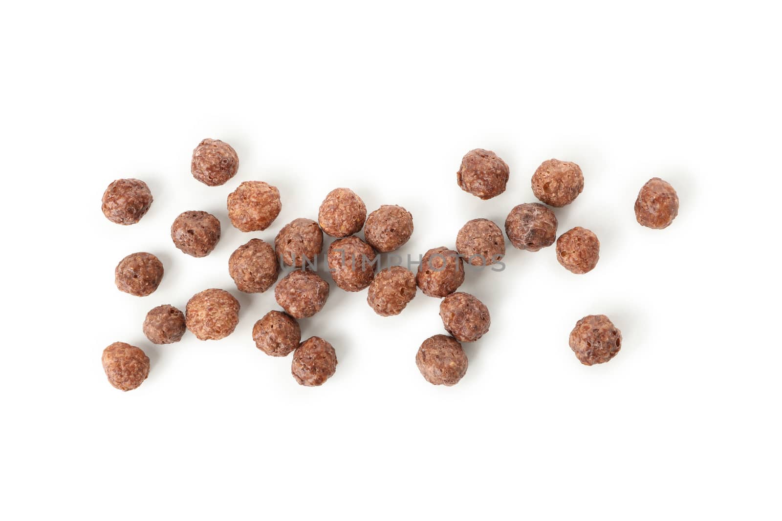 Chocolate corn balls isolated on white background