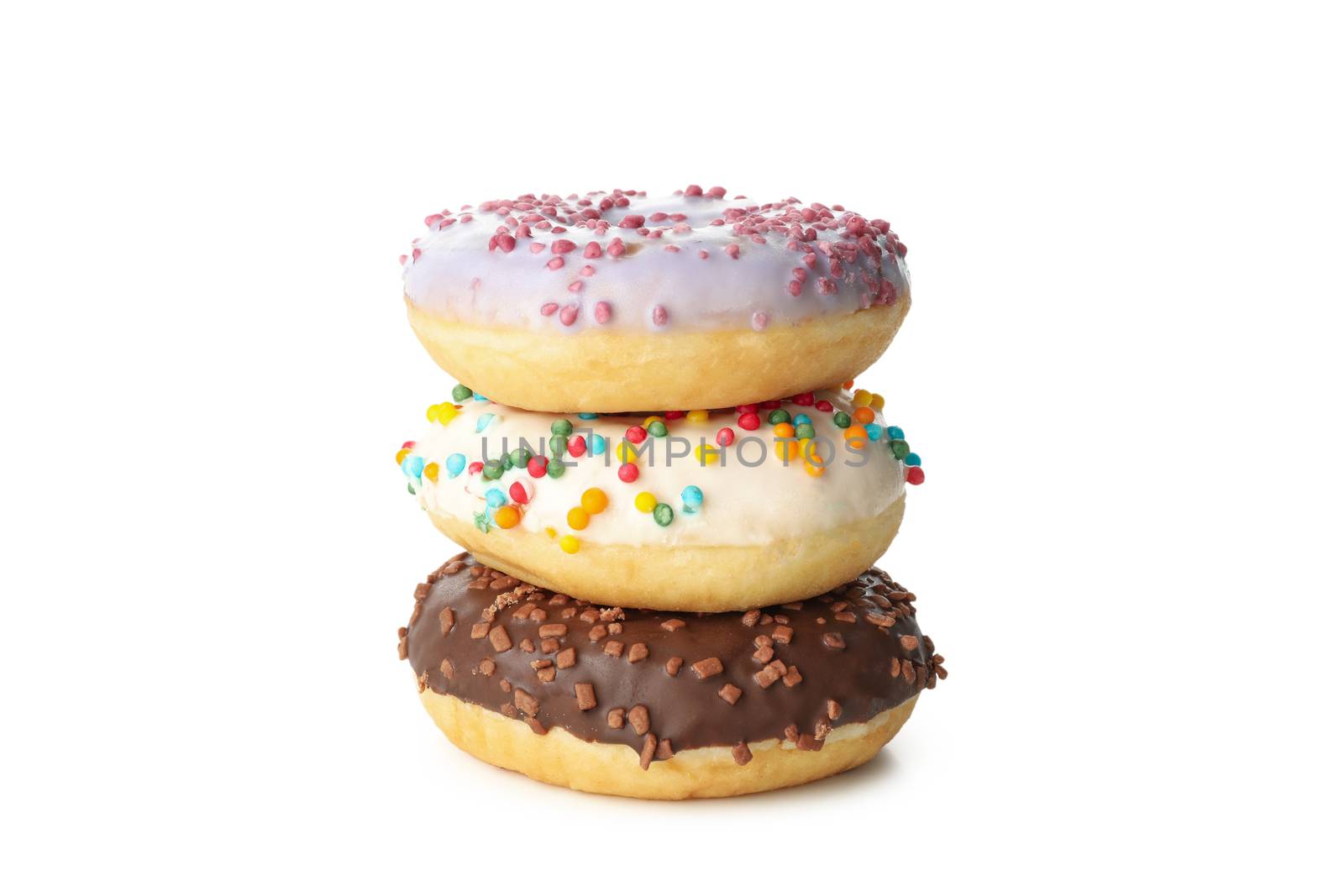 Tasty baked donuts isolated on white background