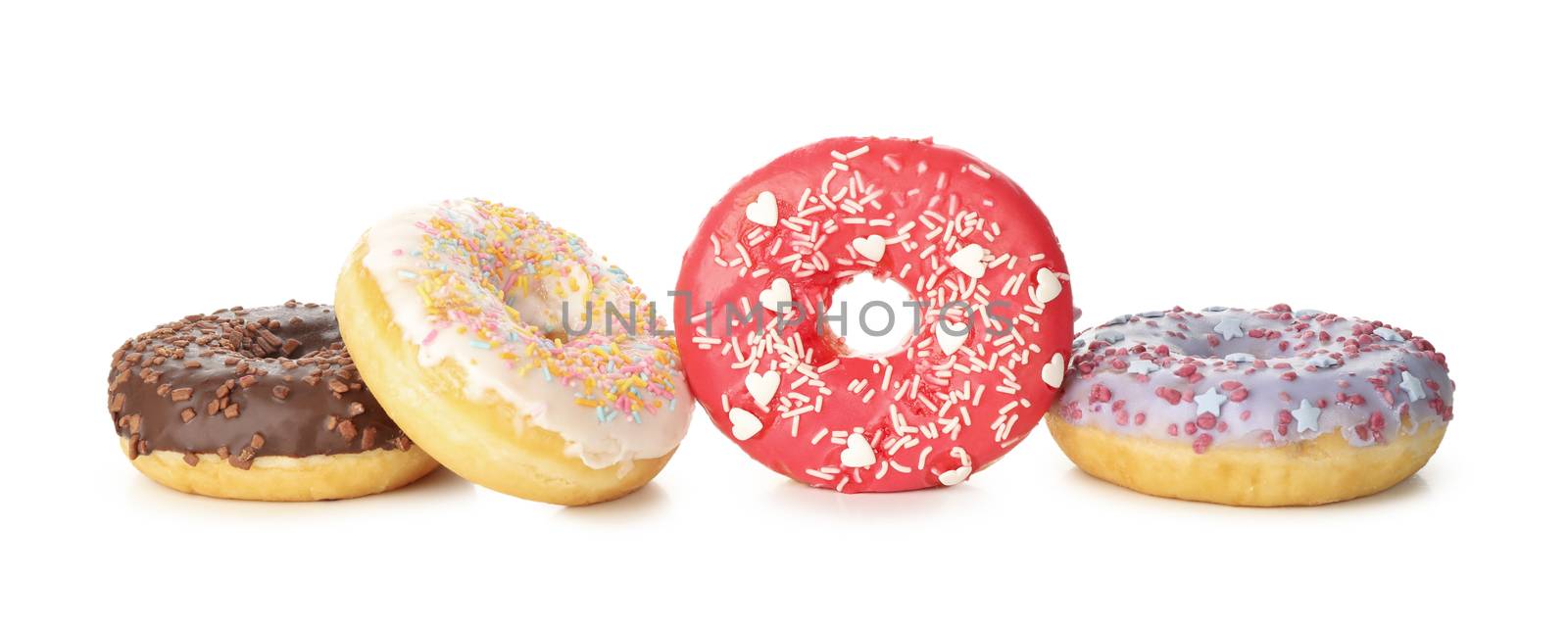 Tasty baked donuts isolated on white background by AtlasCompany