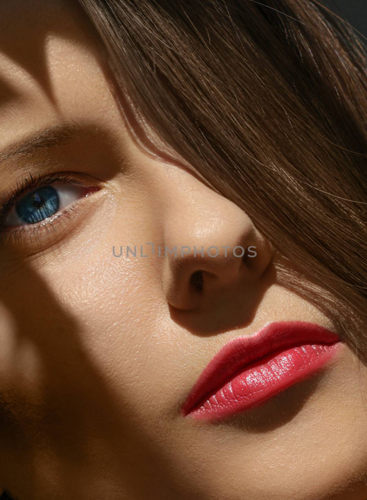 Beauty face portrait of a young woman, luxury makeup and skincare cosmetics brand