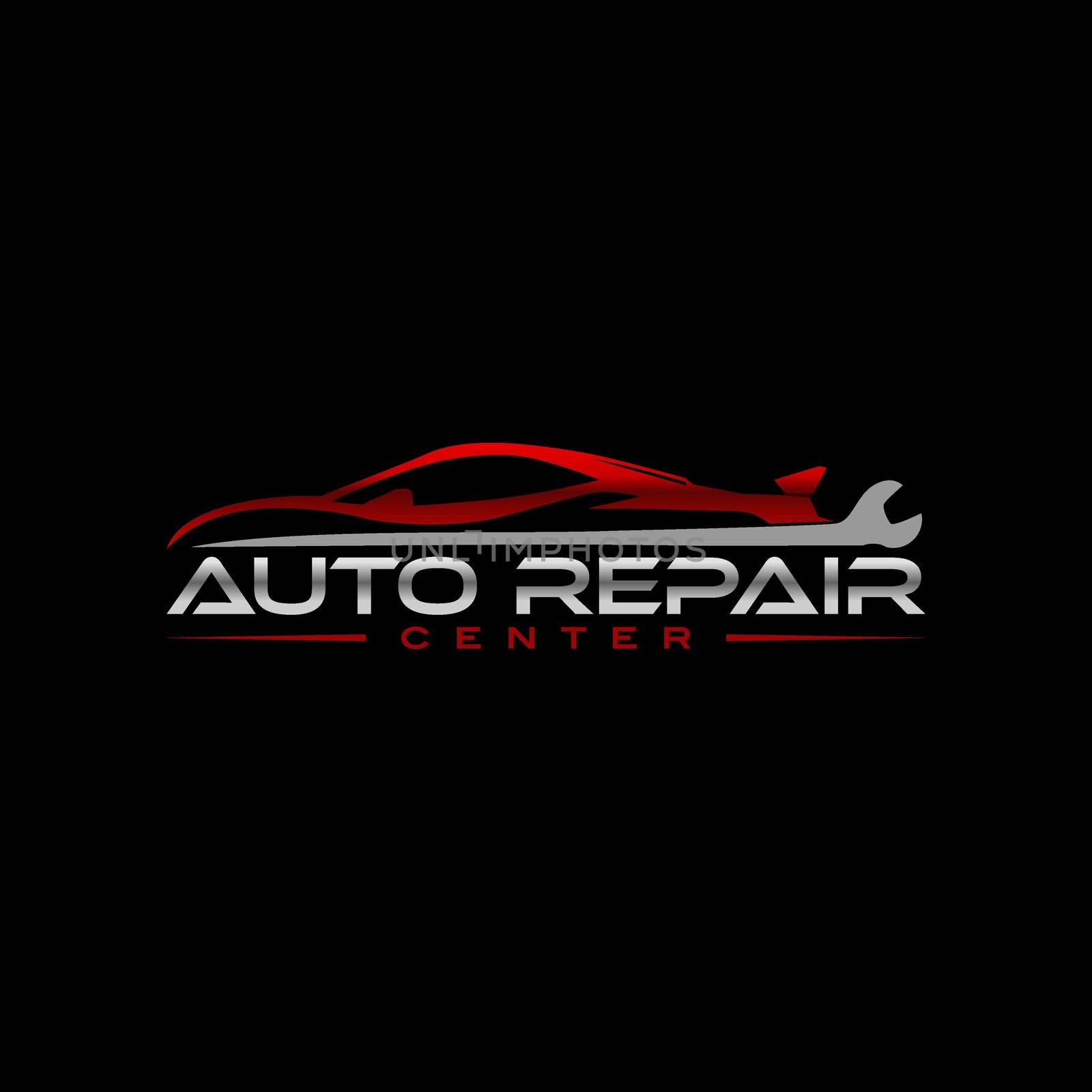 auto car repair service logo concept. sportcar with wrench elements stock illustration.