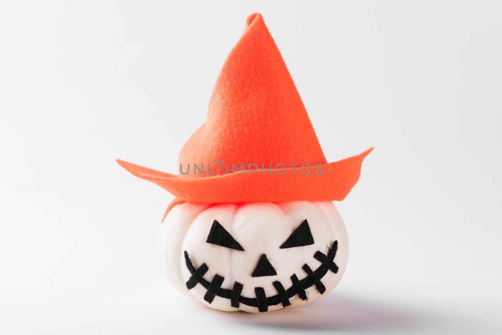 ghost pumpkin head jack lantern scary smile wear hat by Sorapop