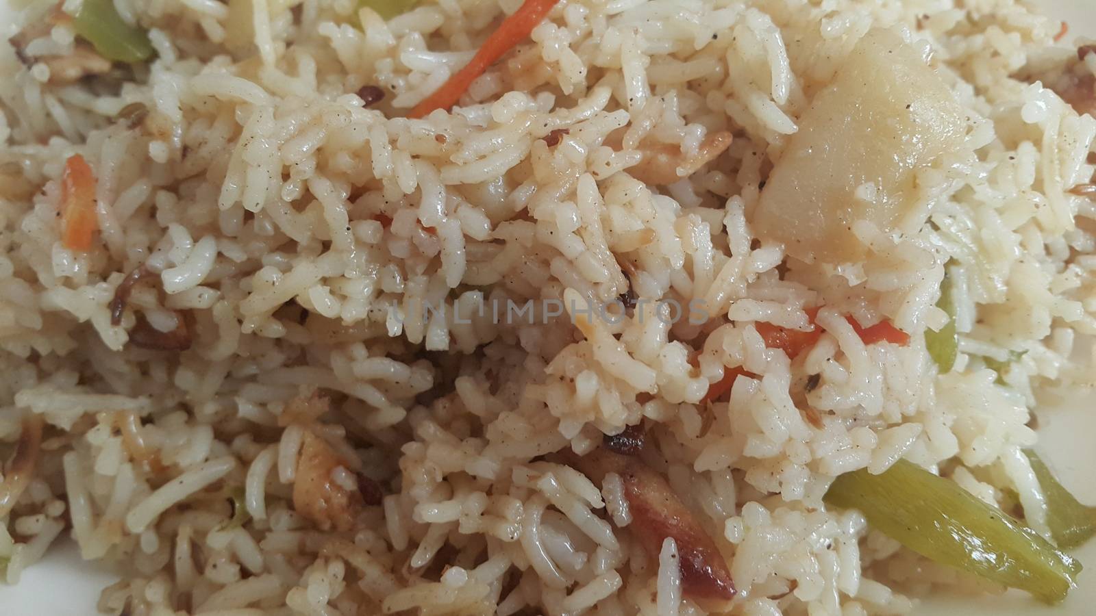 Basmati Rice Pulao or pulav with chana, or vegetable rice using chana also known as chana pulao