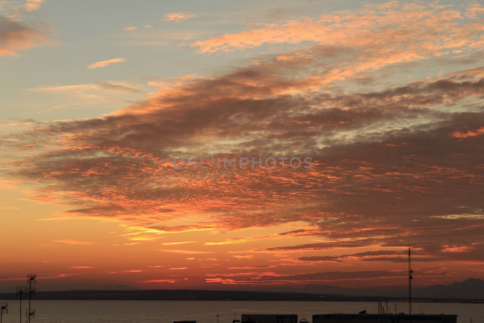 Sunset in Santa Pola, a small fishing village in southern Spain 