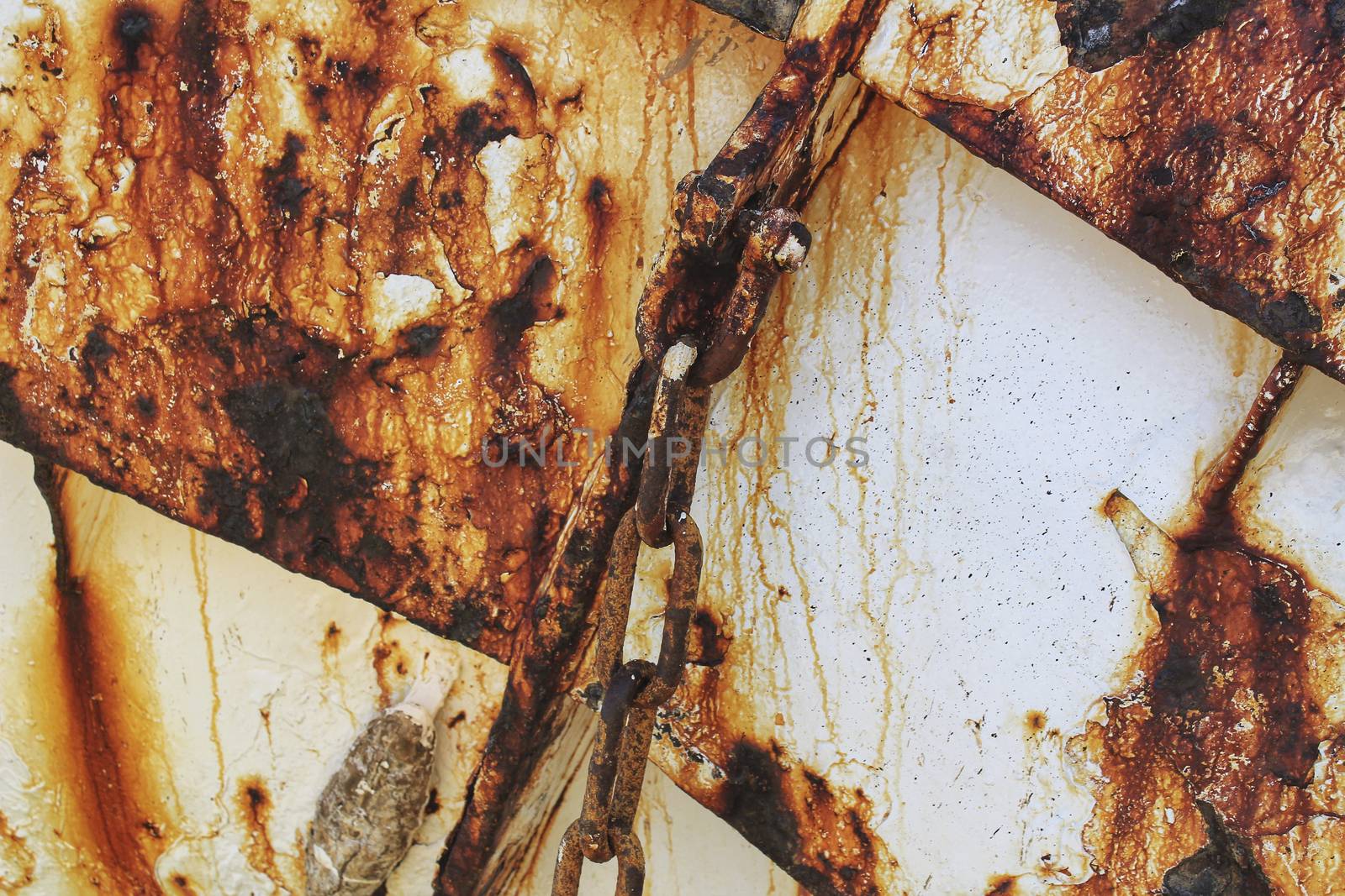 Rusty metal surface on a fishing boat in Santa Pola