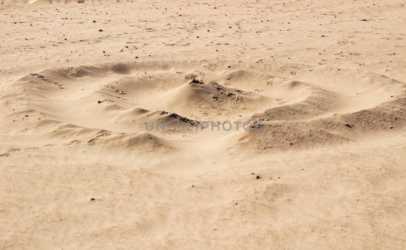 Sand texture and spiral shaped dune on the beach in the morning