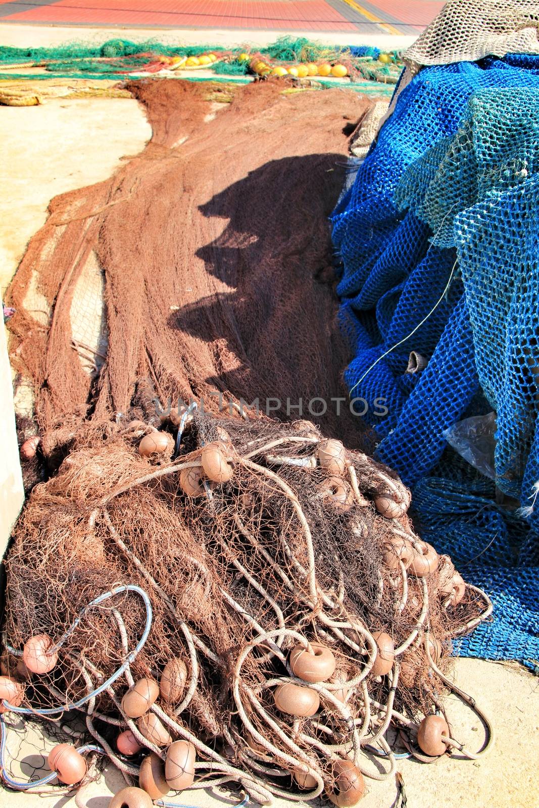 Fishing nets background in the port of Santa Pola, Alicante