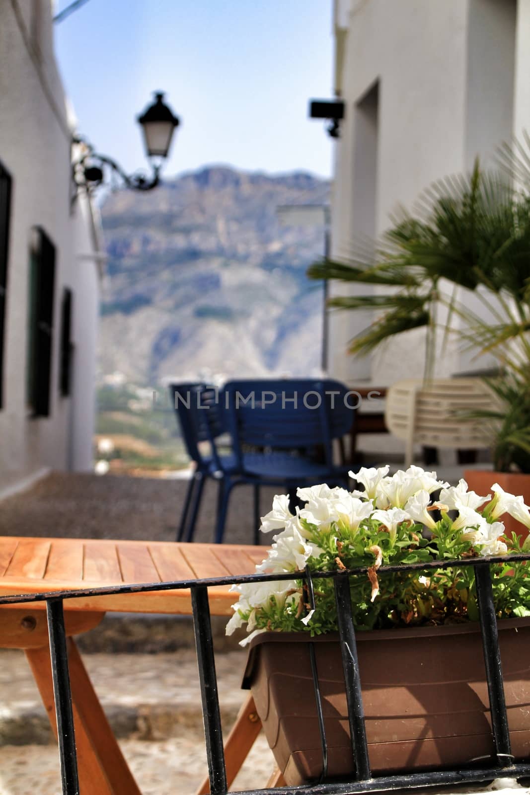 Narrow streets and beautiful white facades in Altea, Alicante, Spain