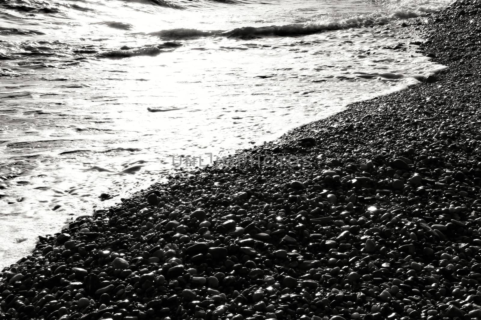 Rock textures and waves on the shore in Cartagena, Murcia, Spain