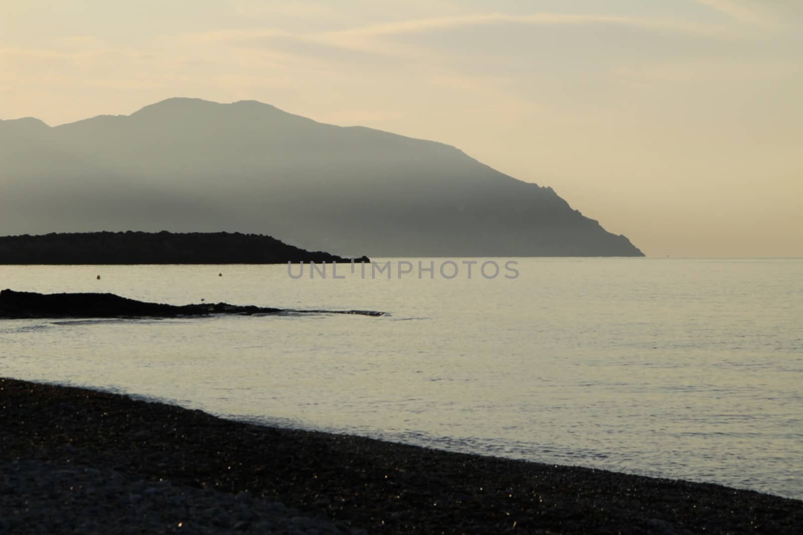 Beautiful Sunrise on the beach in Isla Plana, Cartagena, Murcia,Spain.