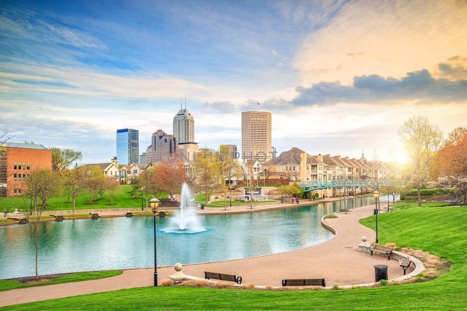 Downtown of Indianapolis by Indiana Central Canal