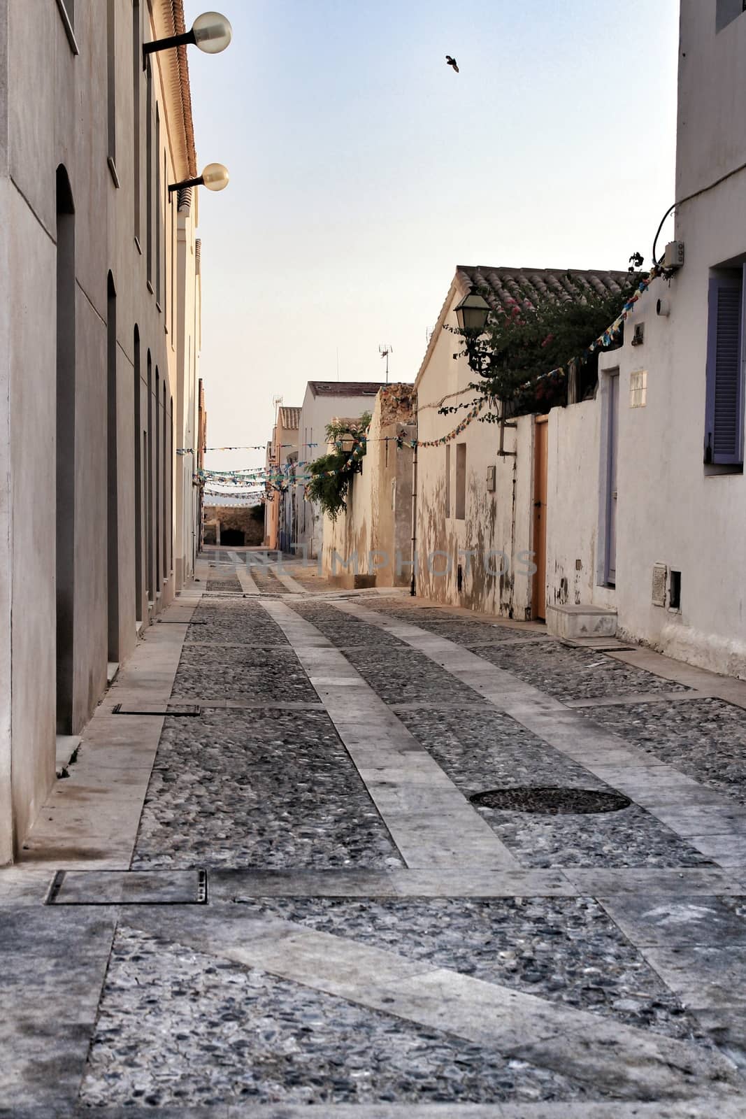 Narrow Streets and small houses of Tabarca Island in Alicante, Spain