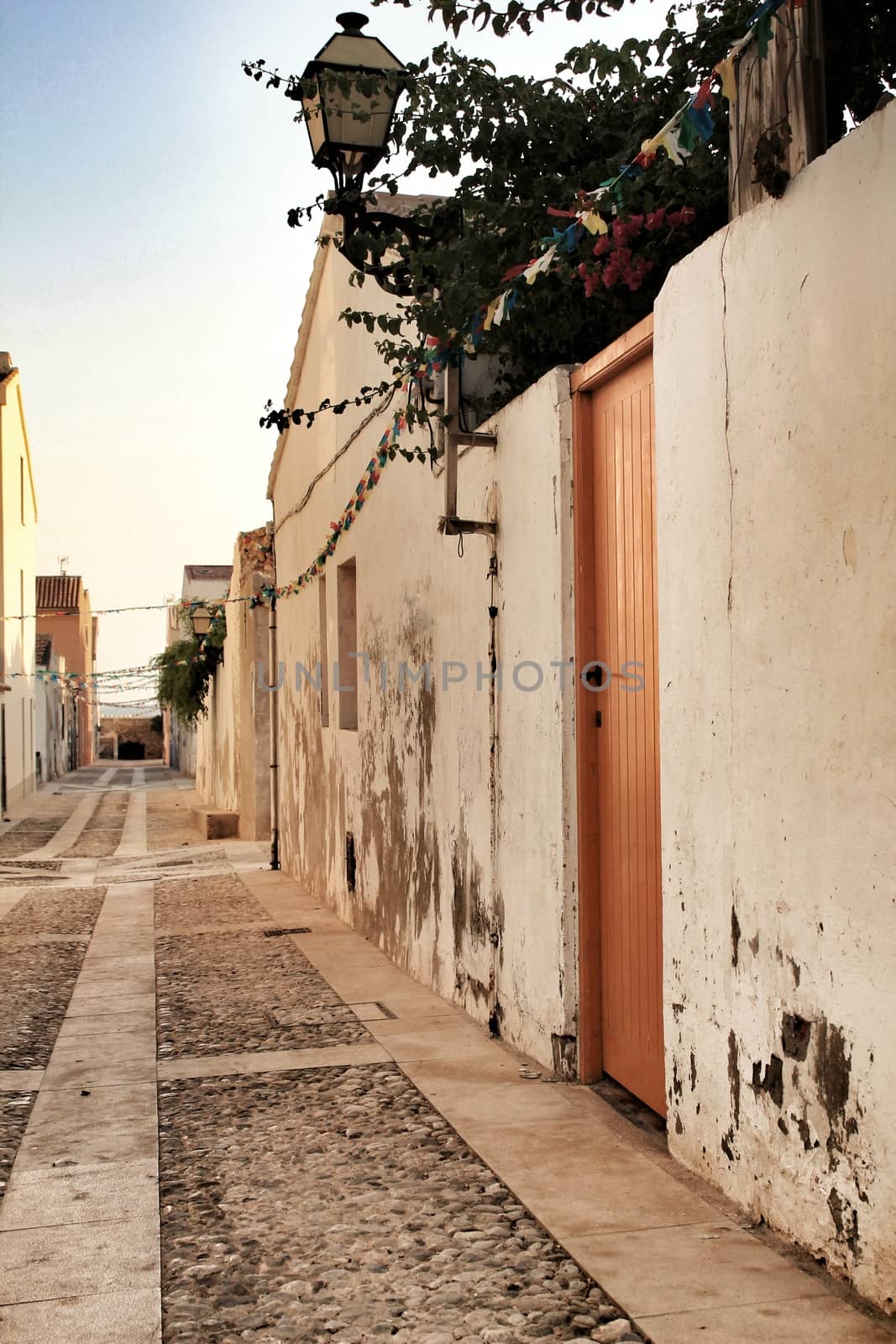 Narrow Streets and small houses of Tabarca Island in Alicante, Spain