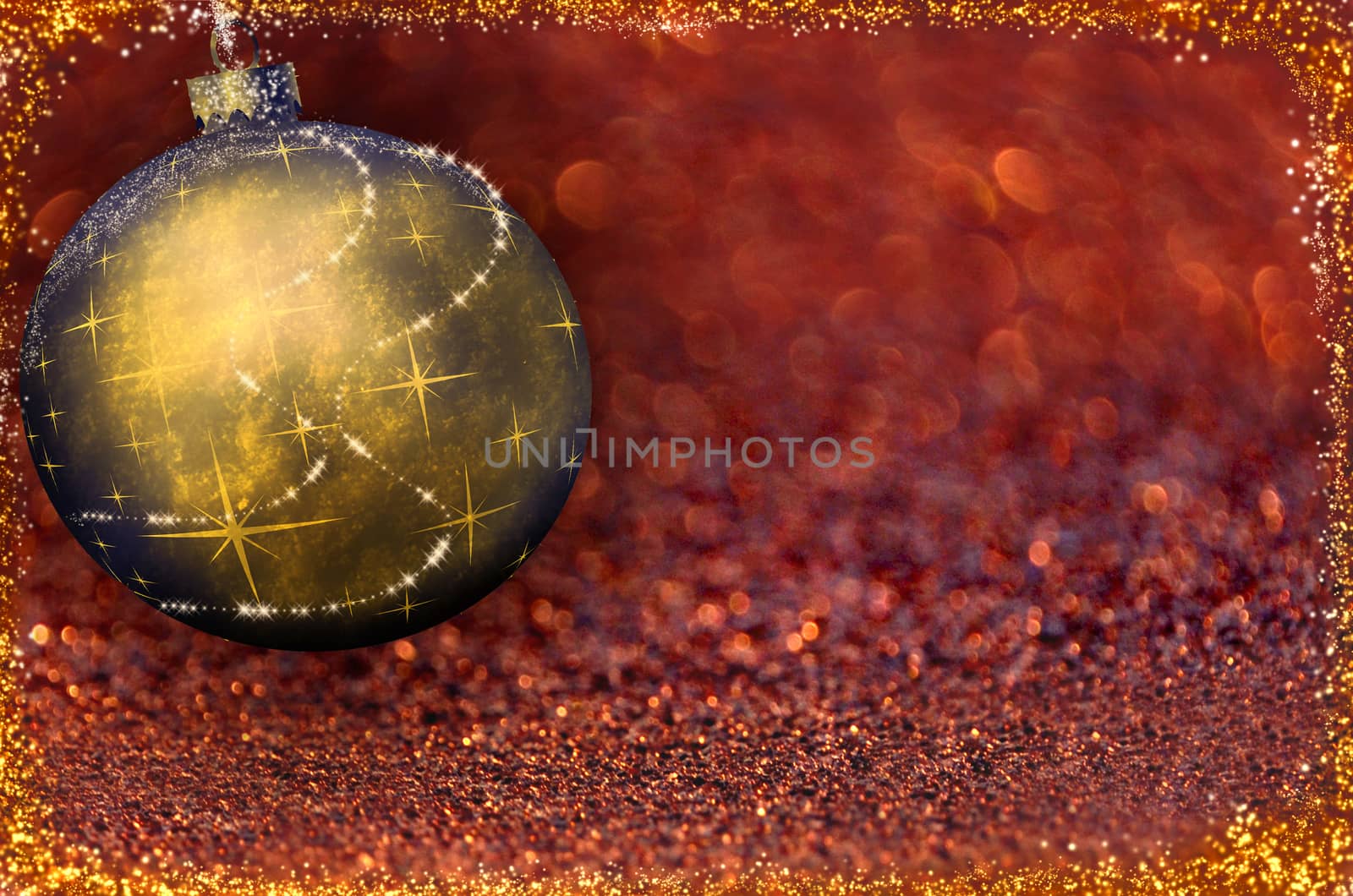 Golden christmas ball on the red background. by KajaNi