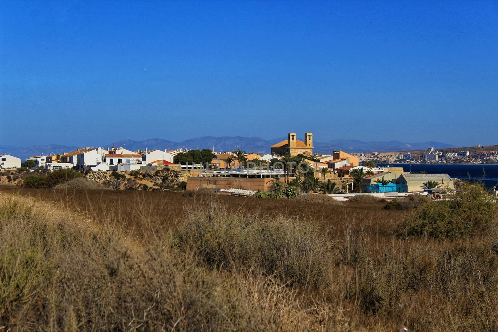 Panoramic view of the village of Tabarca island in Alicante, Spain