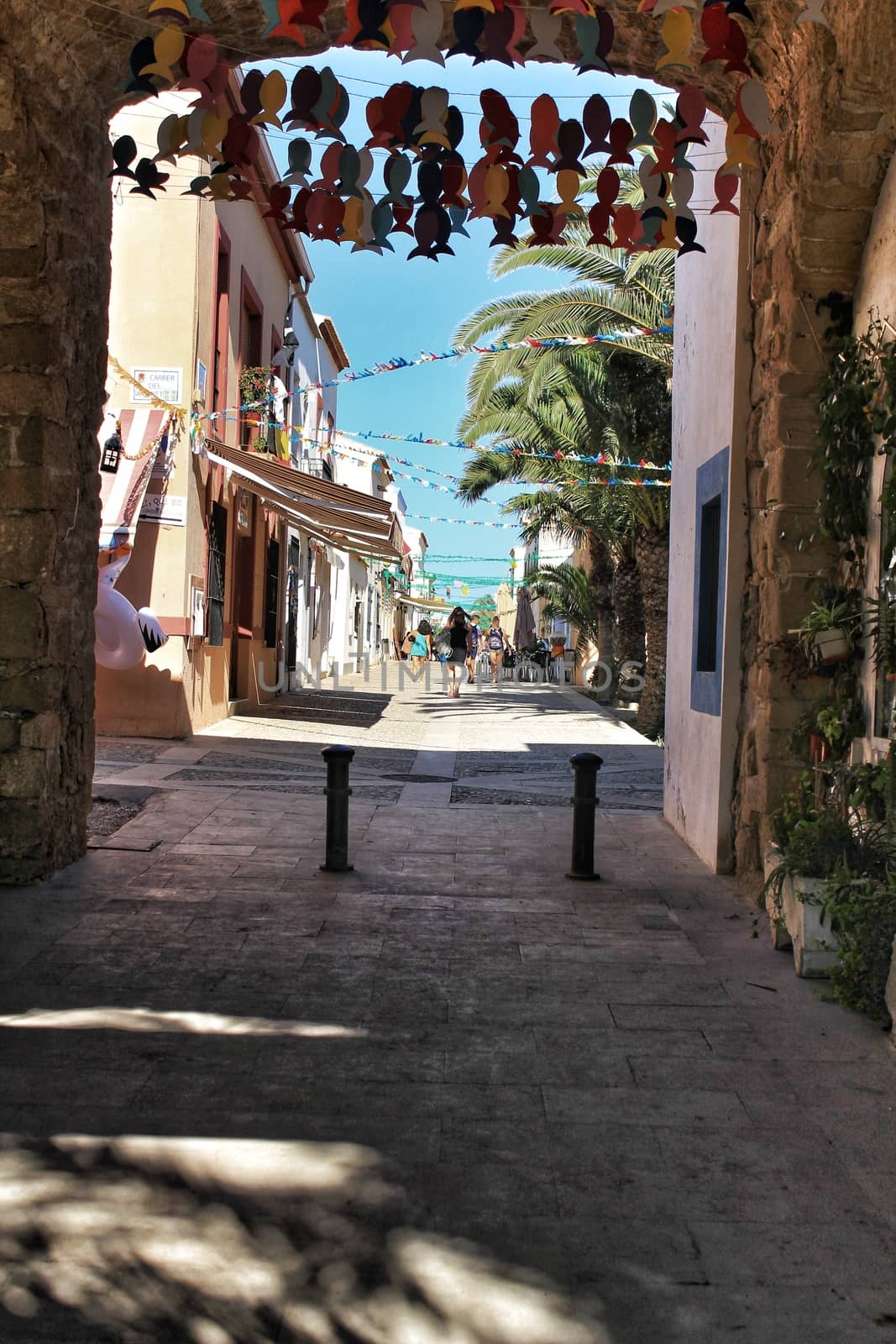 Narrow Streets and small houses of Tabarca Island in Alicante, Spain