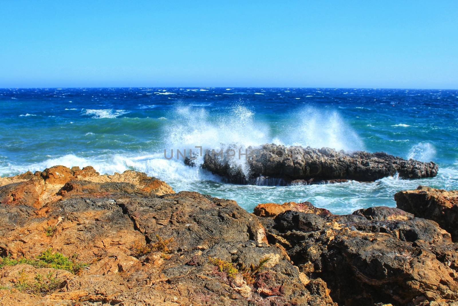 Beaches and cliffs of Tabarca Island in summer in Alicante, Spain