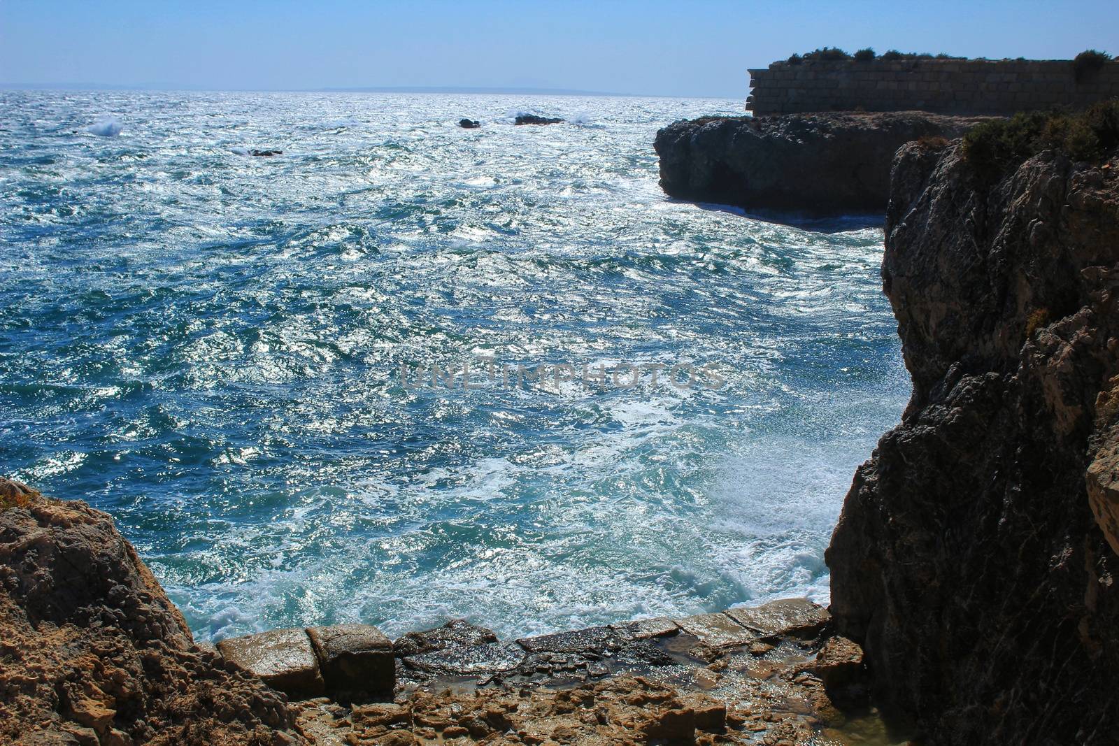 Beaches and cliffs of Tabarca Island in summer in Alicante, Spain