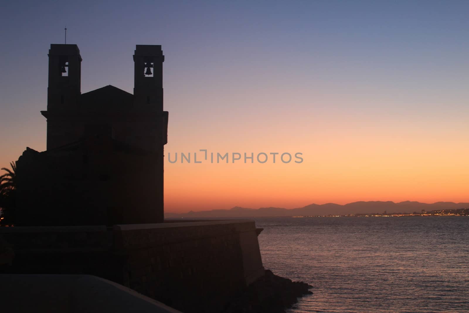 Church of San Pedro and San Pablo at dusk on Tabarca Island, Alicante, Spain