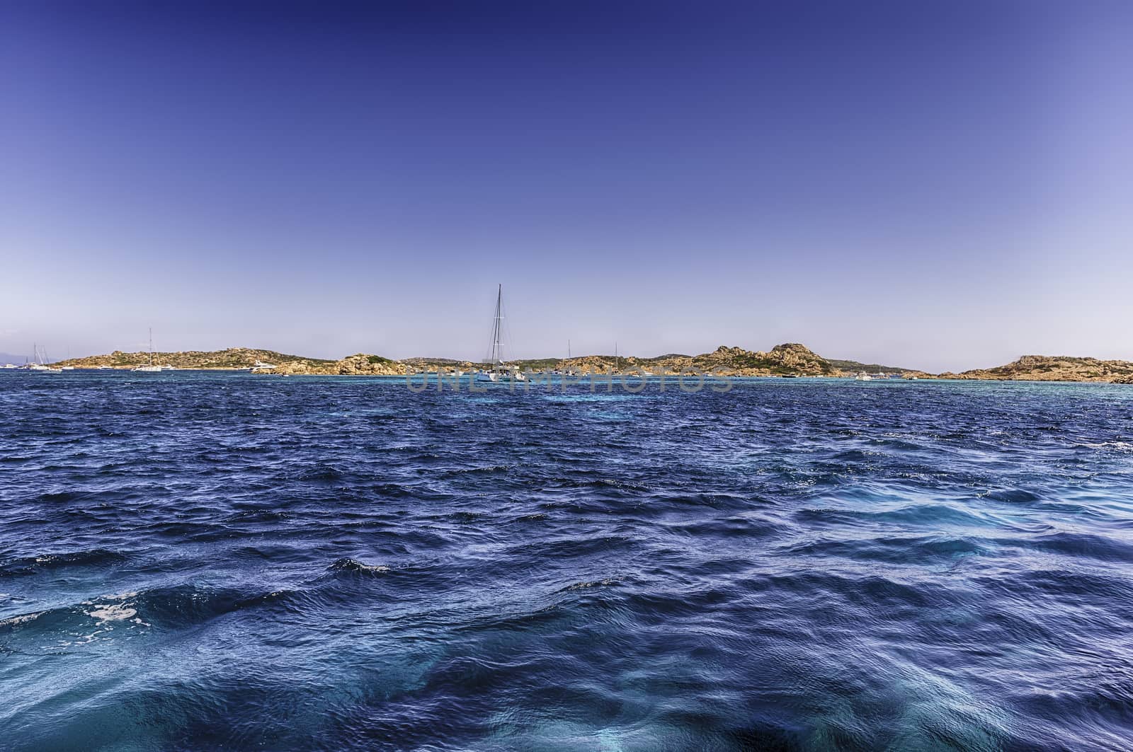 View of the coast in the Island of Budelli, Maddalena Archipelago, near the strait of Bonifacio in northern Sardinia, Italy