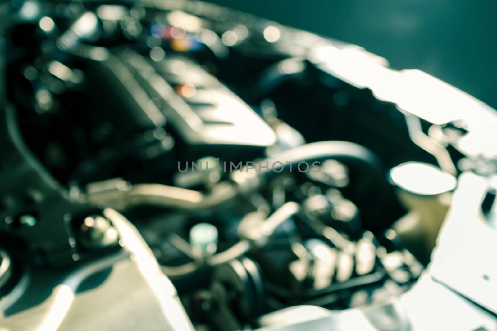 abstract blur and defocused modern car engine for background