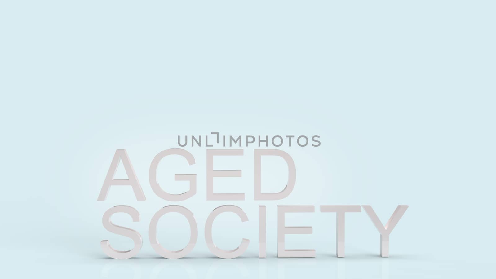 The aged society word on blue background for society content 3d rendering.