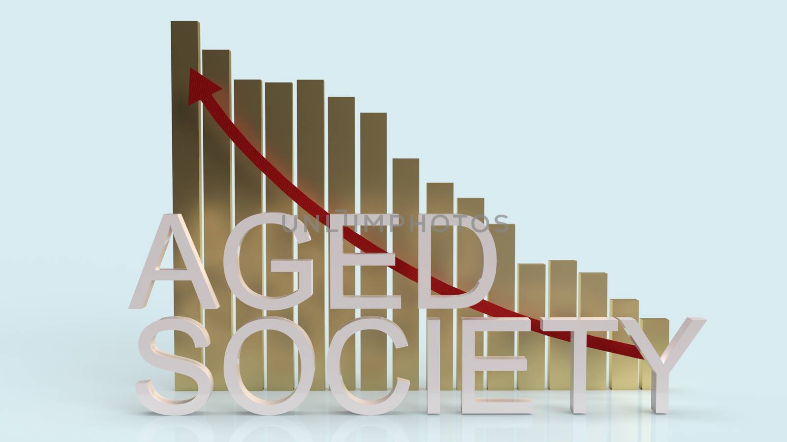 The aged society word and chart on blue background for society content 3d rendering.