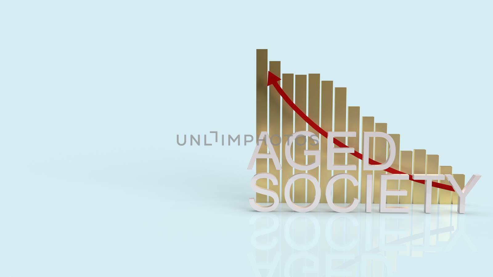 The aged society word and chart on blue background for society content 3d rendering.