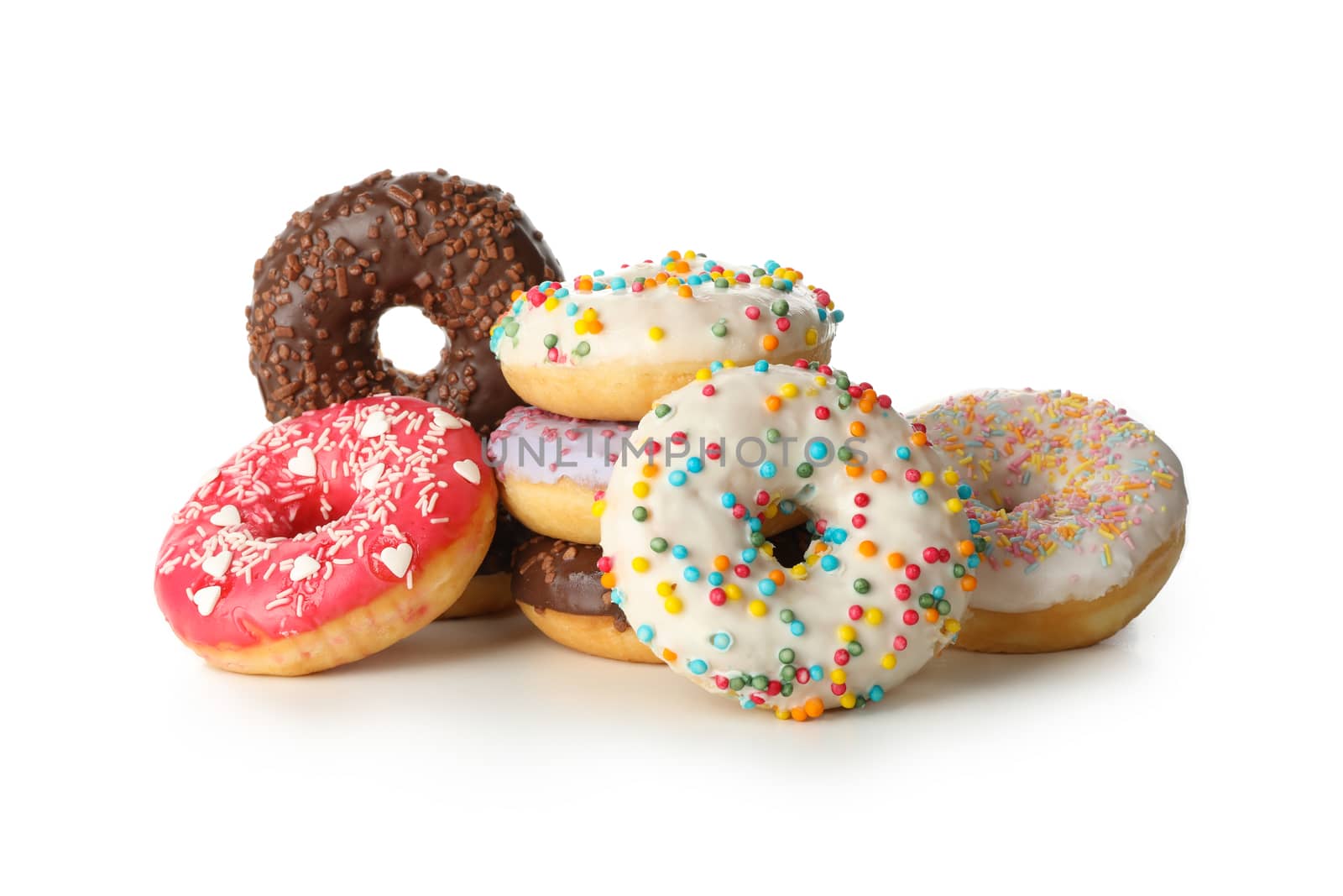 Tasty baked donuts isolated on white background