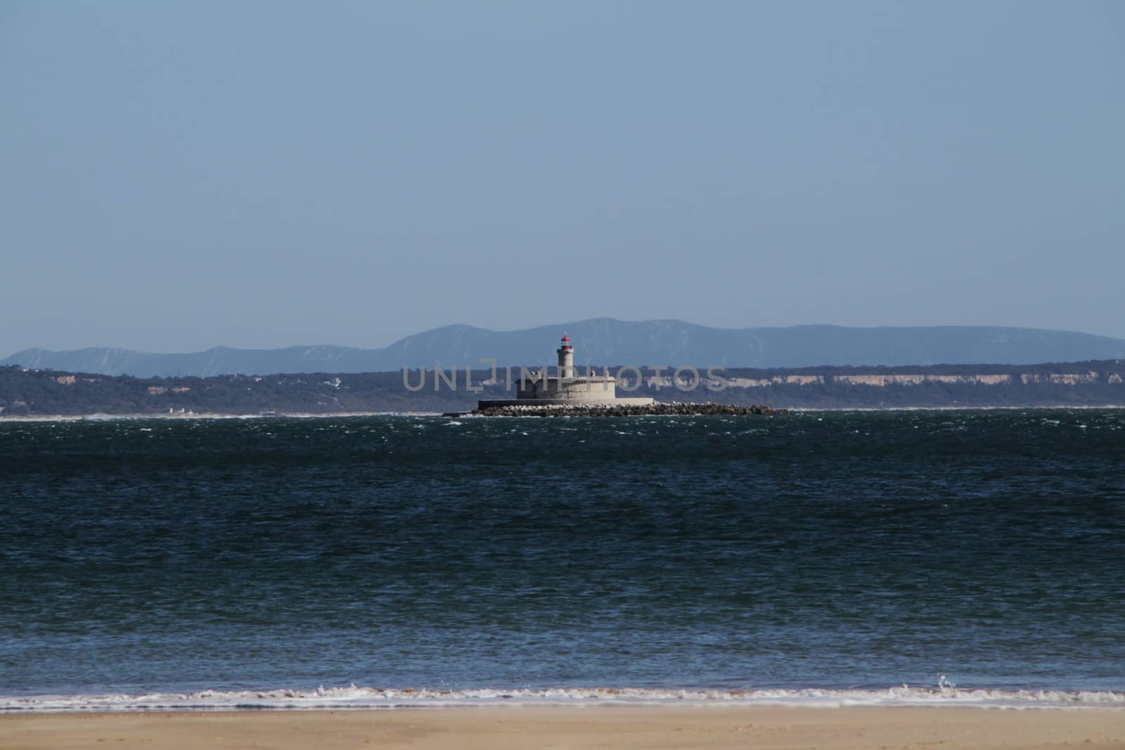 Beautiful beach called Praia da Torre in Lisbon, Portugal, in a sunny day of Spring
