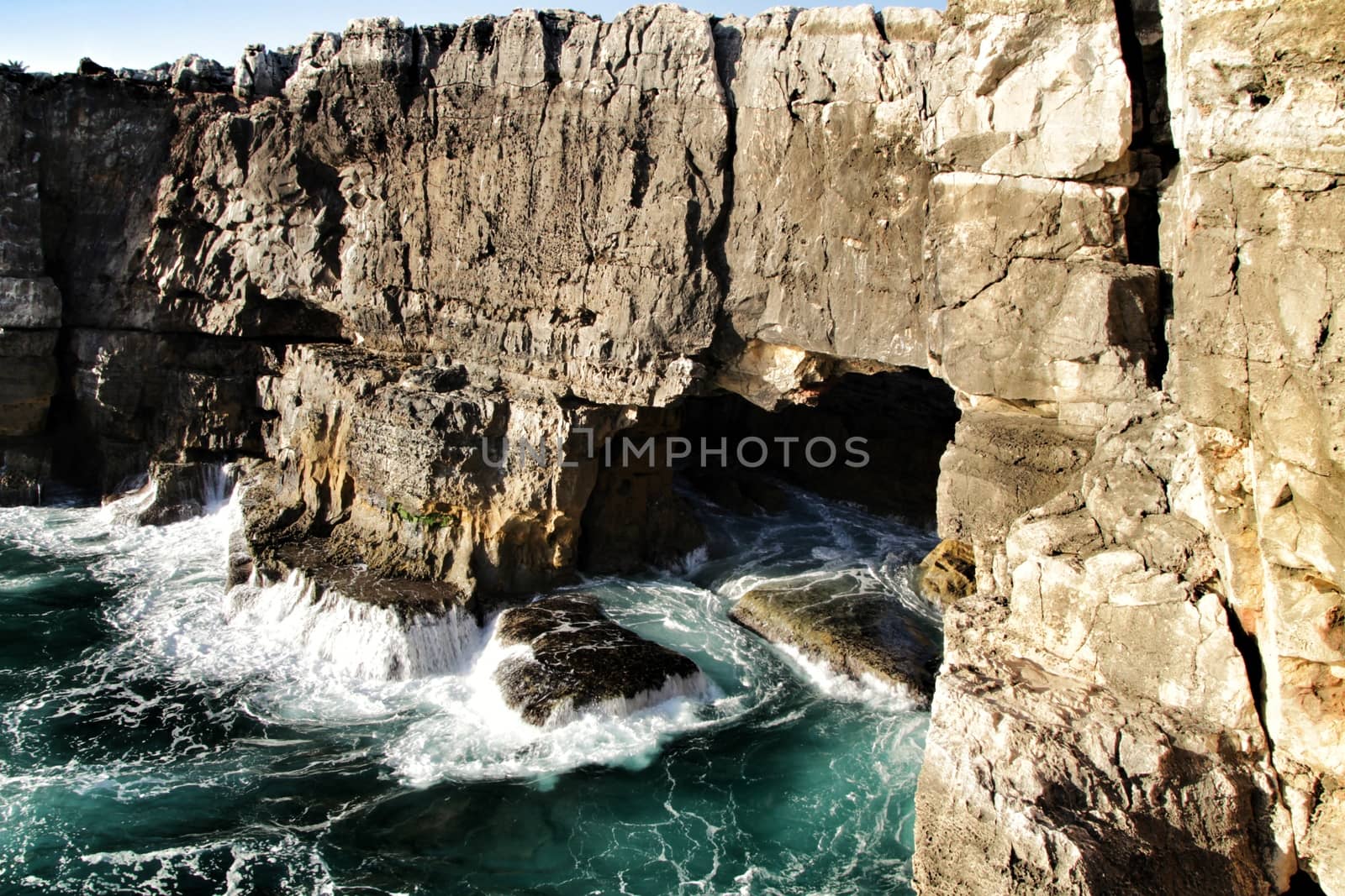 Beautiful cliff formation close to Cascais called The Boca do Inferno