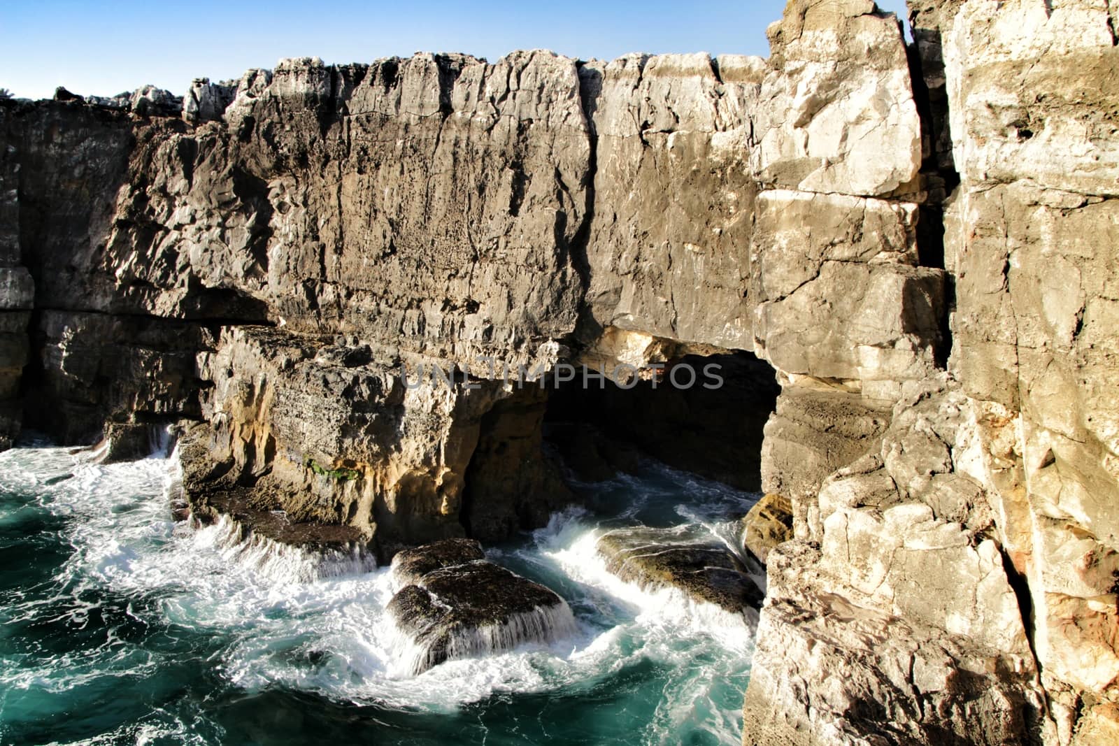 Beautiful cliff formation close to Cascais called The Boca do Inferno