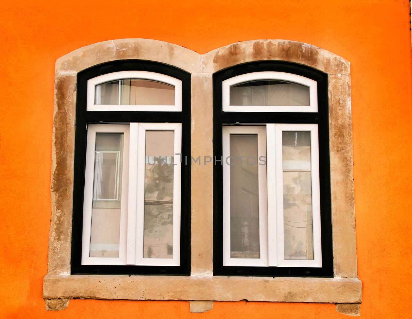 Old colorful and bright typical facade in Lisbon