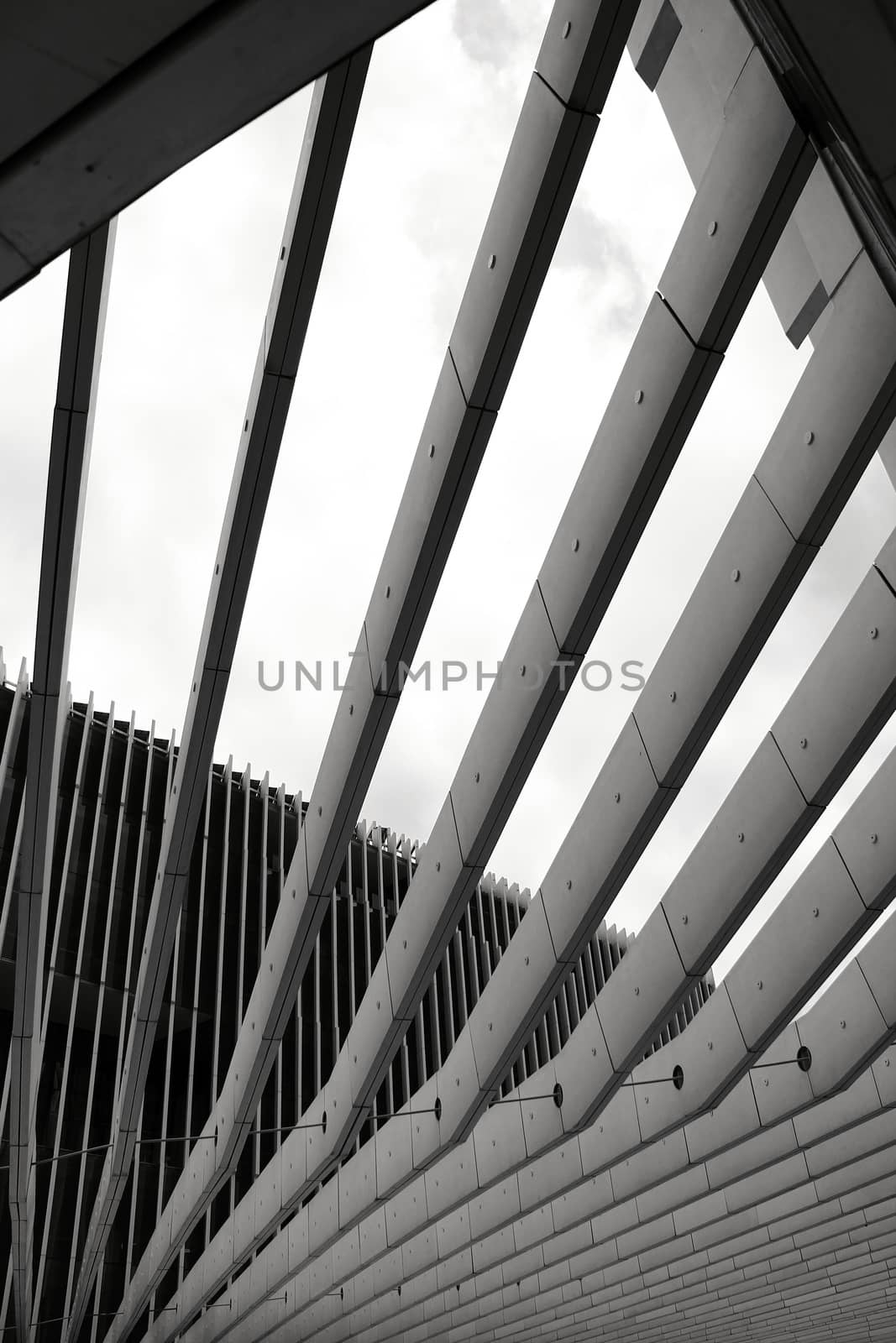 Black and white modern structure building photography in Lisbon