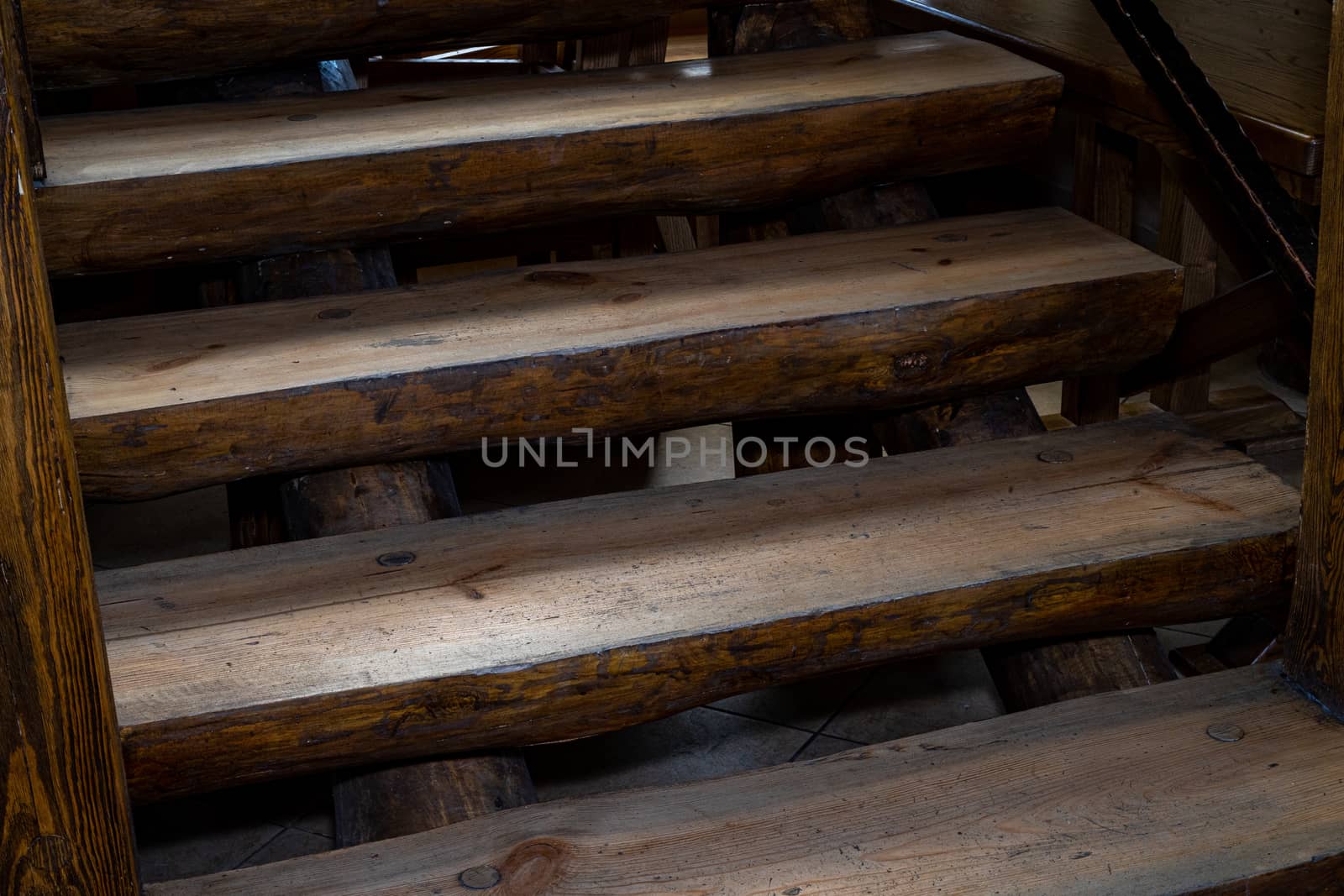 Wooden stairs made of solid wood