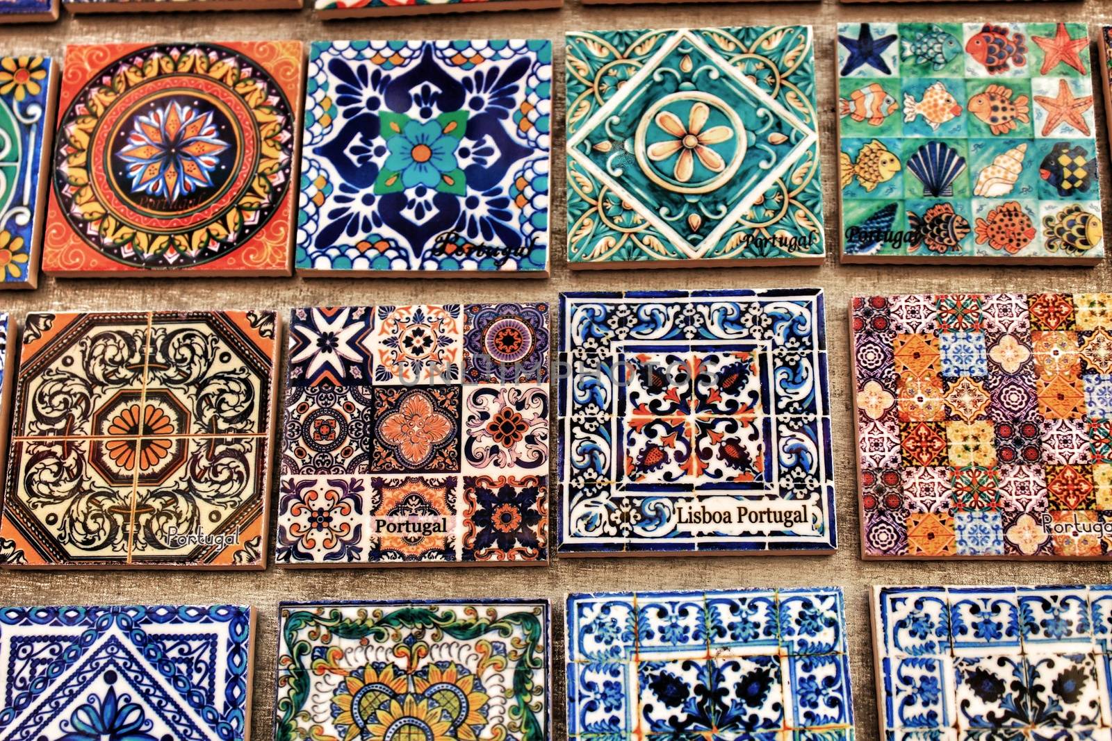 Fridge souvenir magnets imitating portuguese tiles by soniabonet