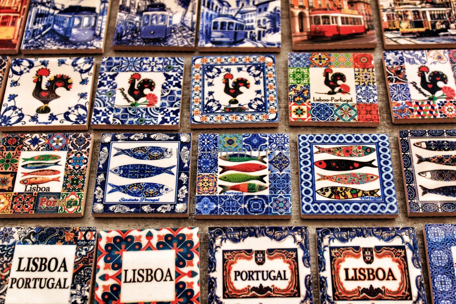 Fridge souvenir magnets imitating portuguese tiles for sale