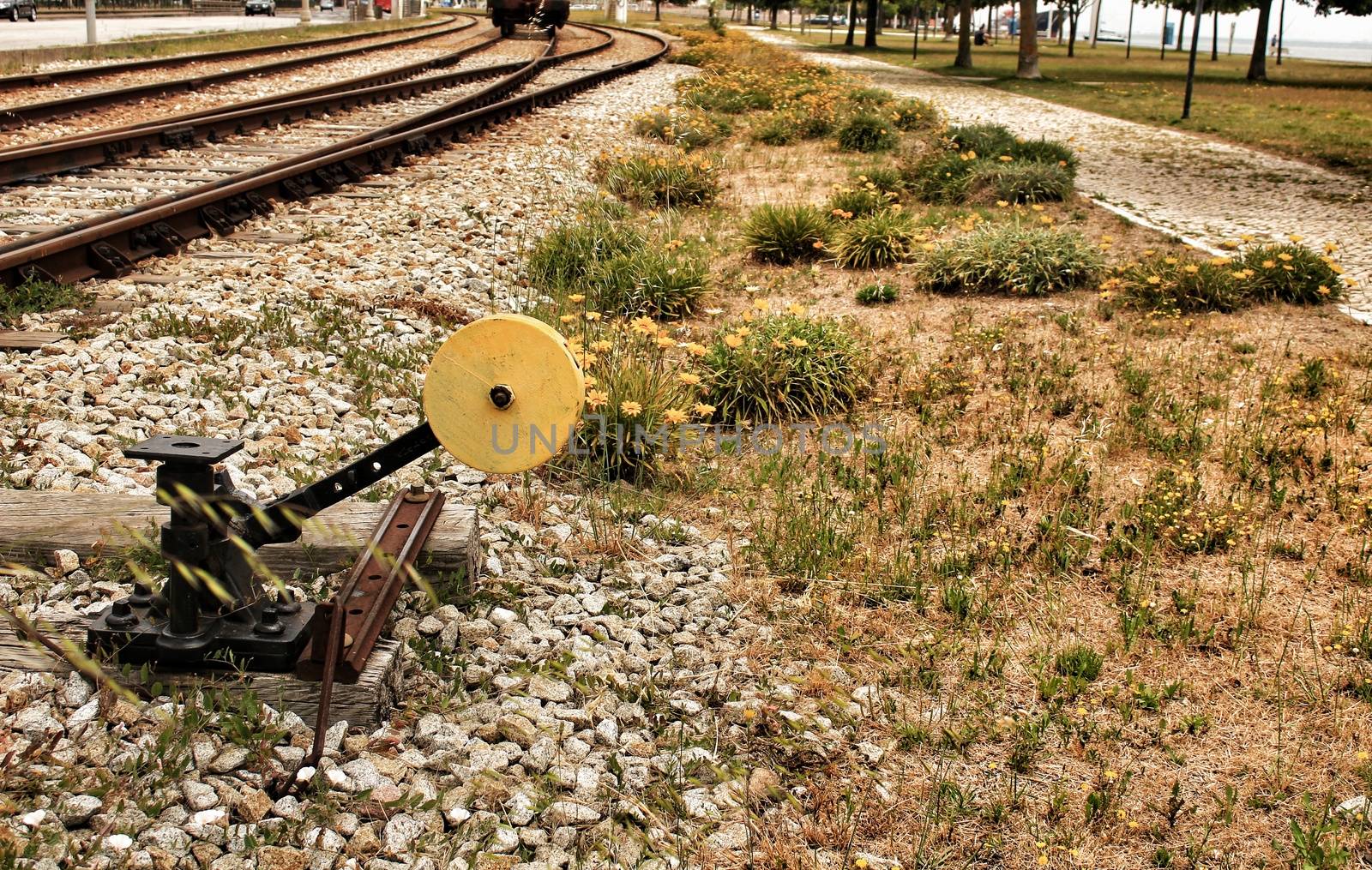 Old and abandoned Train tracks in Lisbon.