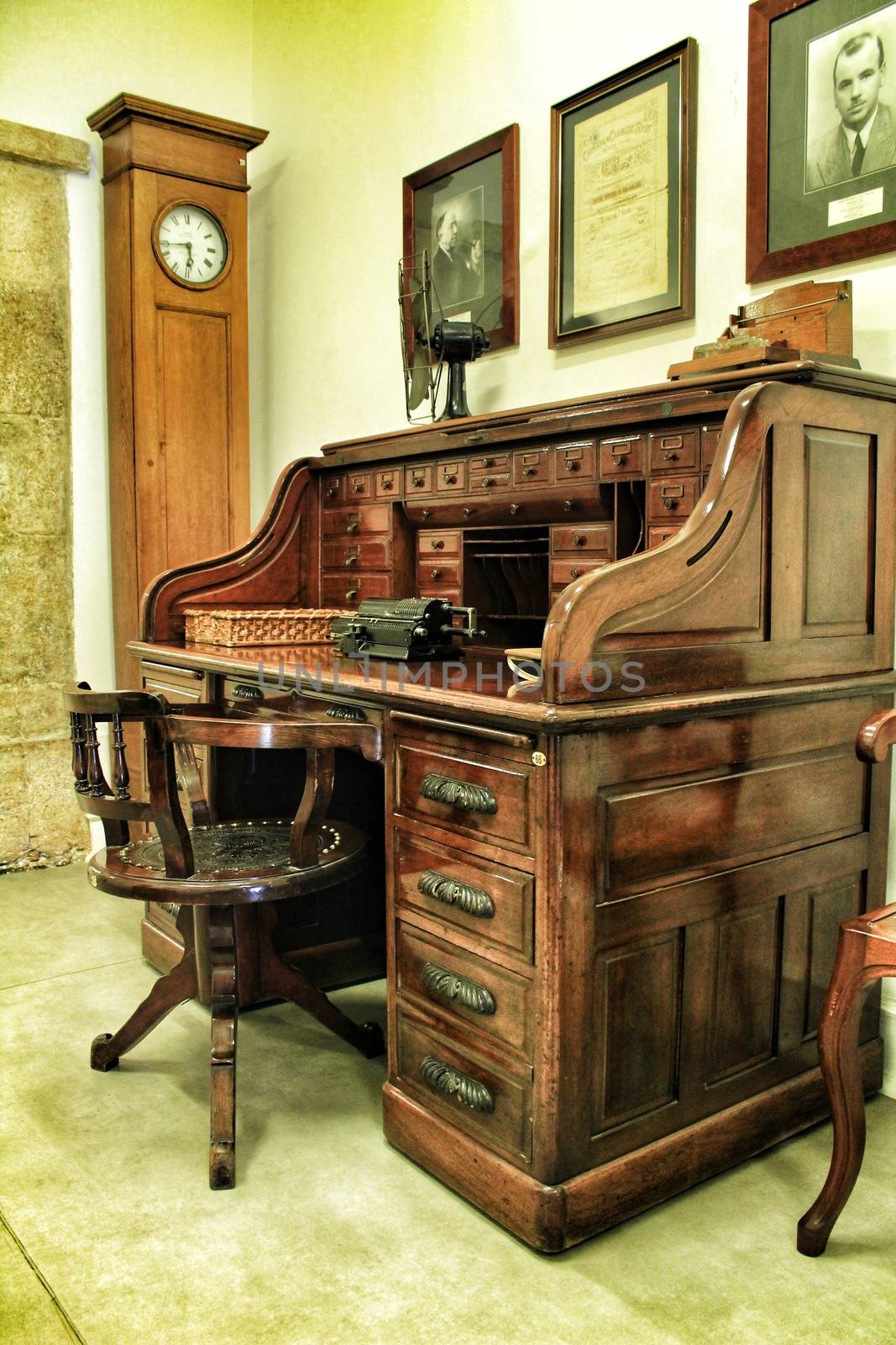 Old and elegant wooden desk
