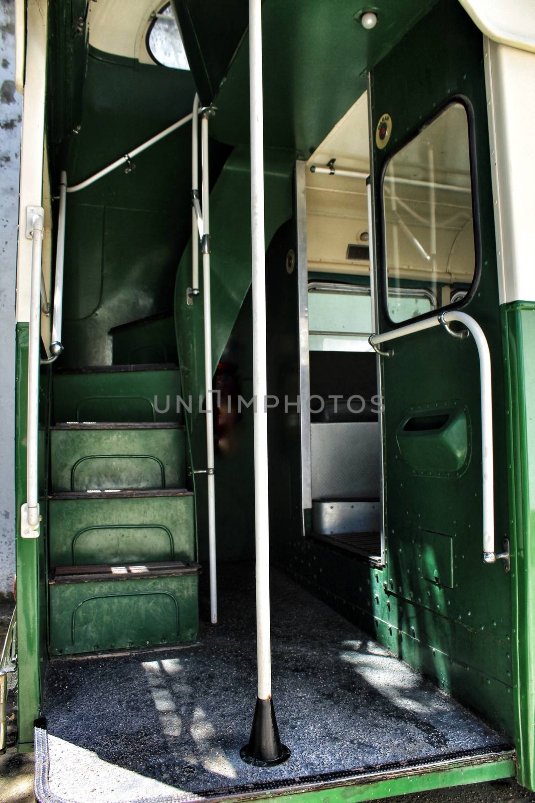 Old and rusty inside passenger bus by soniabonet