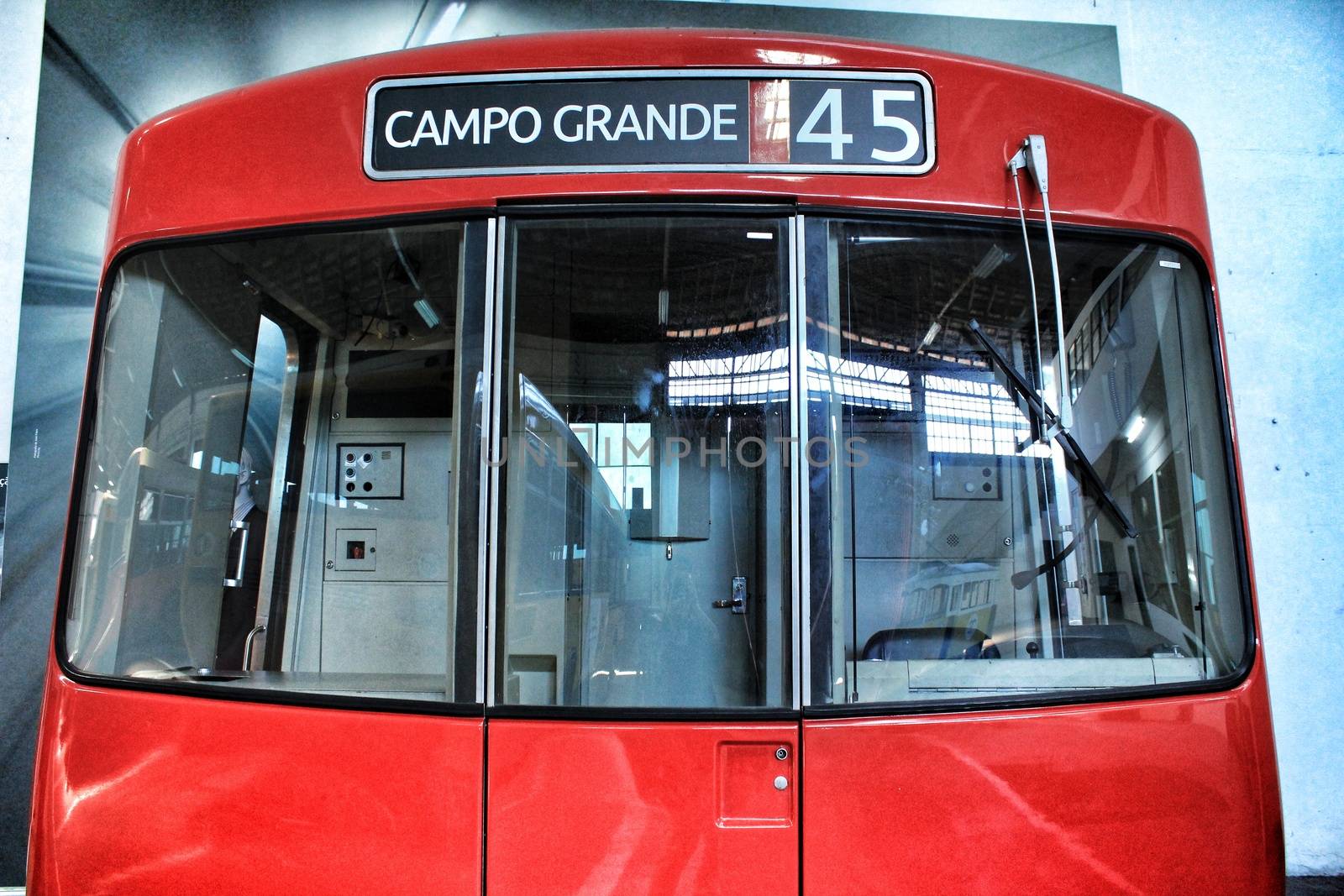Reproduction of red subway cabin in Lisbon